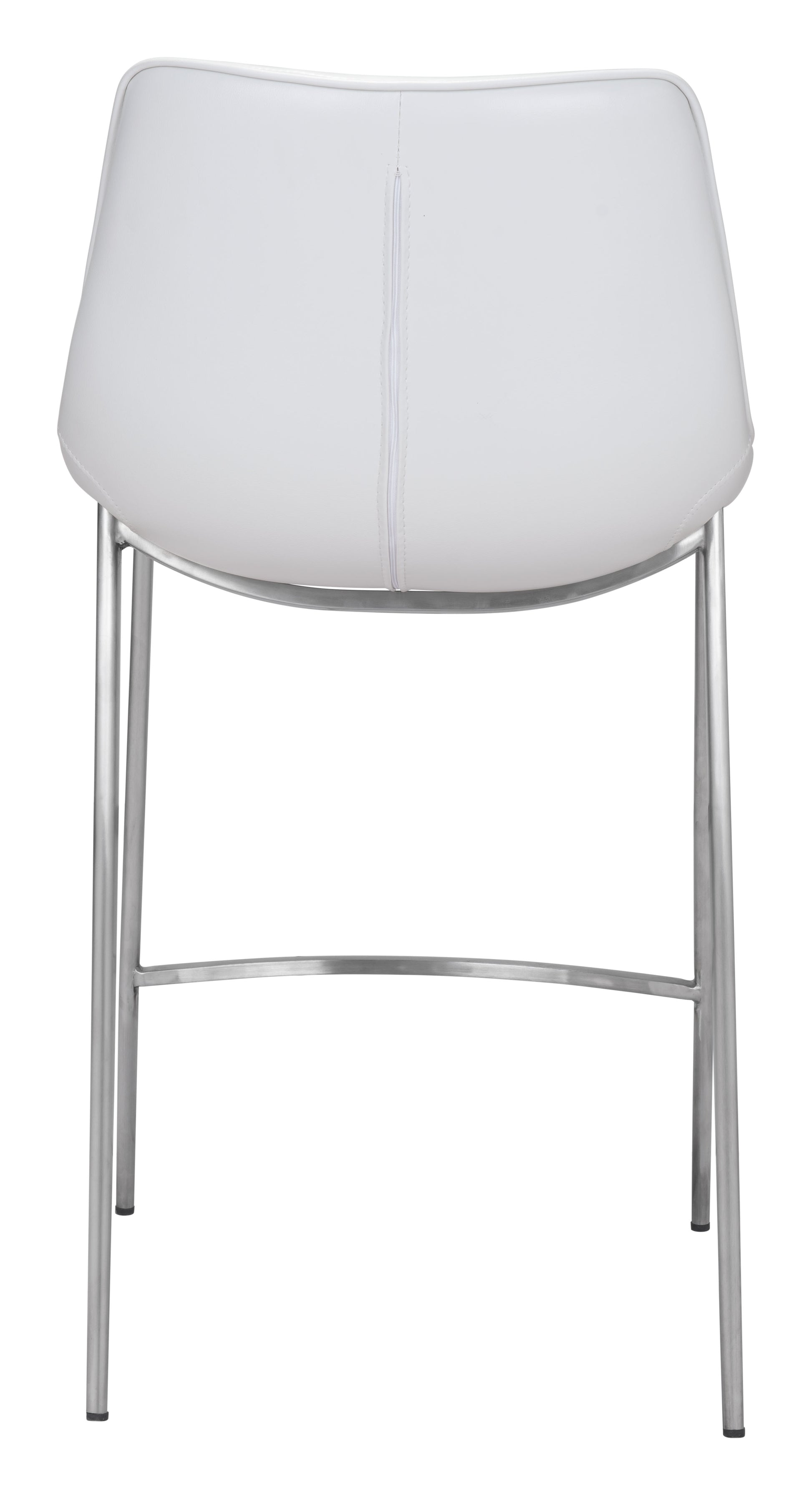 Magnus Counter Stool (Set of 2) White & Silver - Disselt Designs