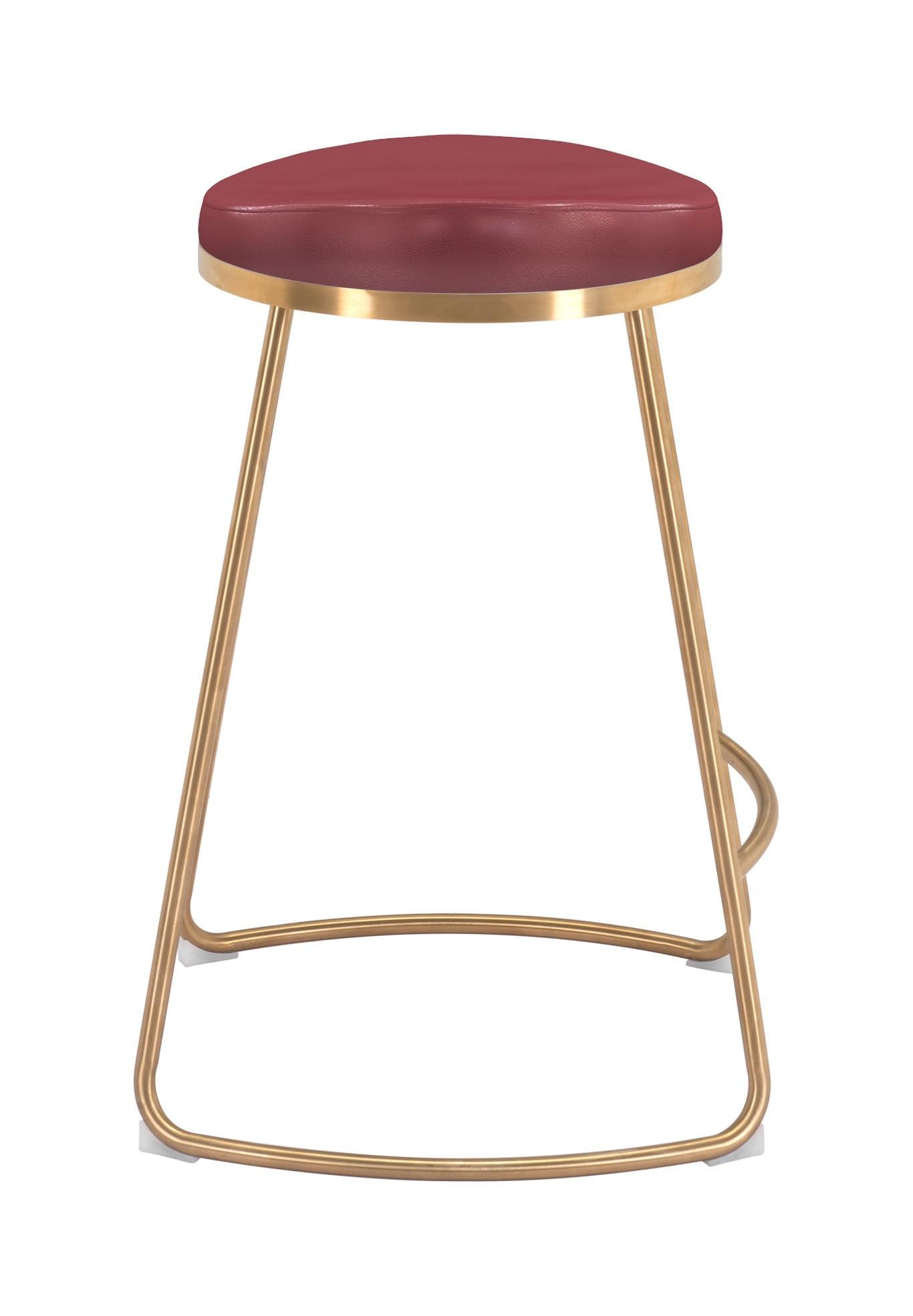 Bree Counter Stool (Set of 2) Burgundy & Gold - Disselt Designs