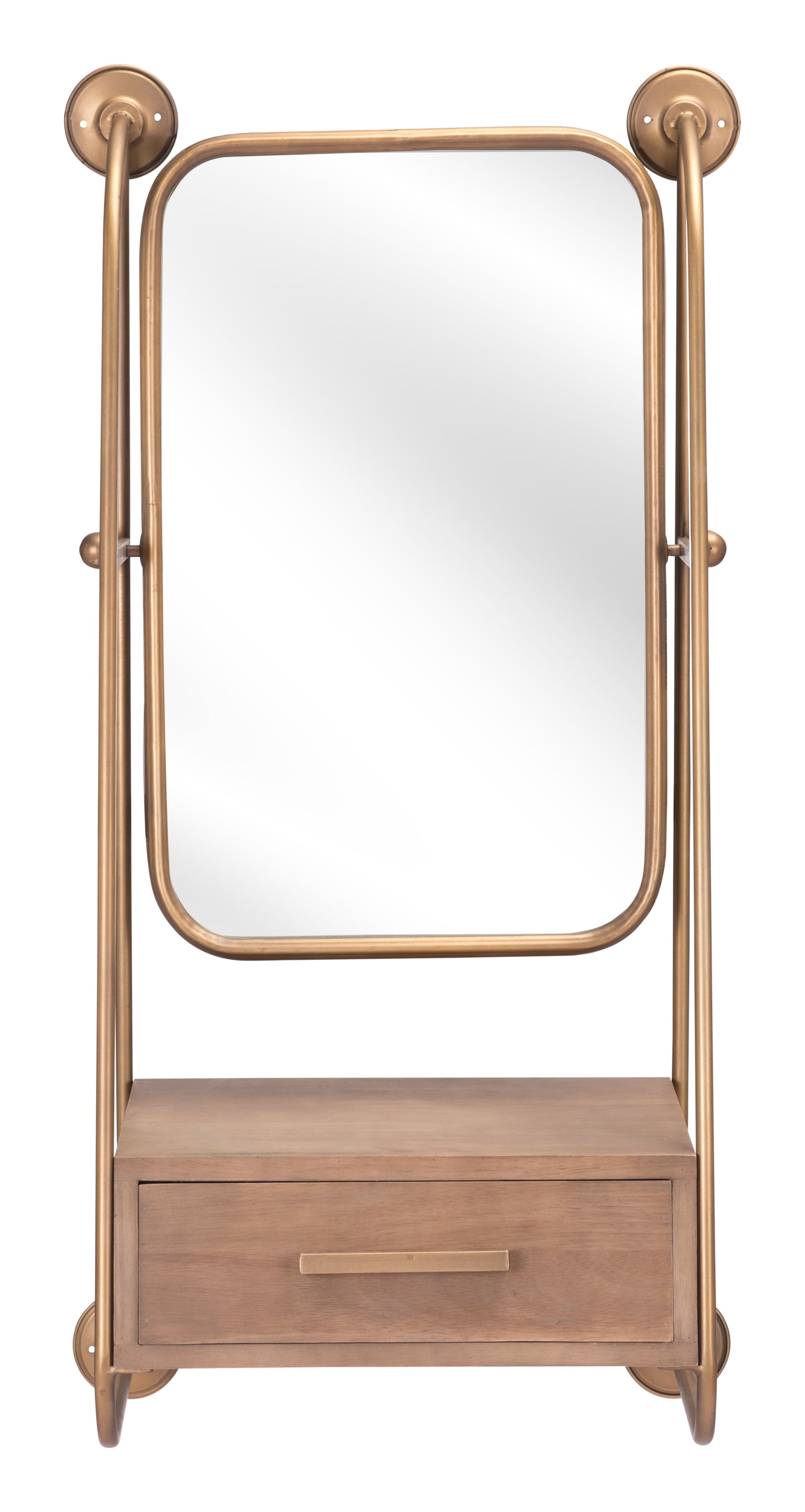 Peralta Mirror Shelf Brass & Brown - Disselt Designs