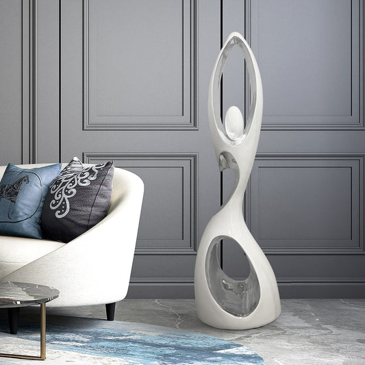 Tall Doll Floor Sculpture // White and Chrome - Disselt Designs