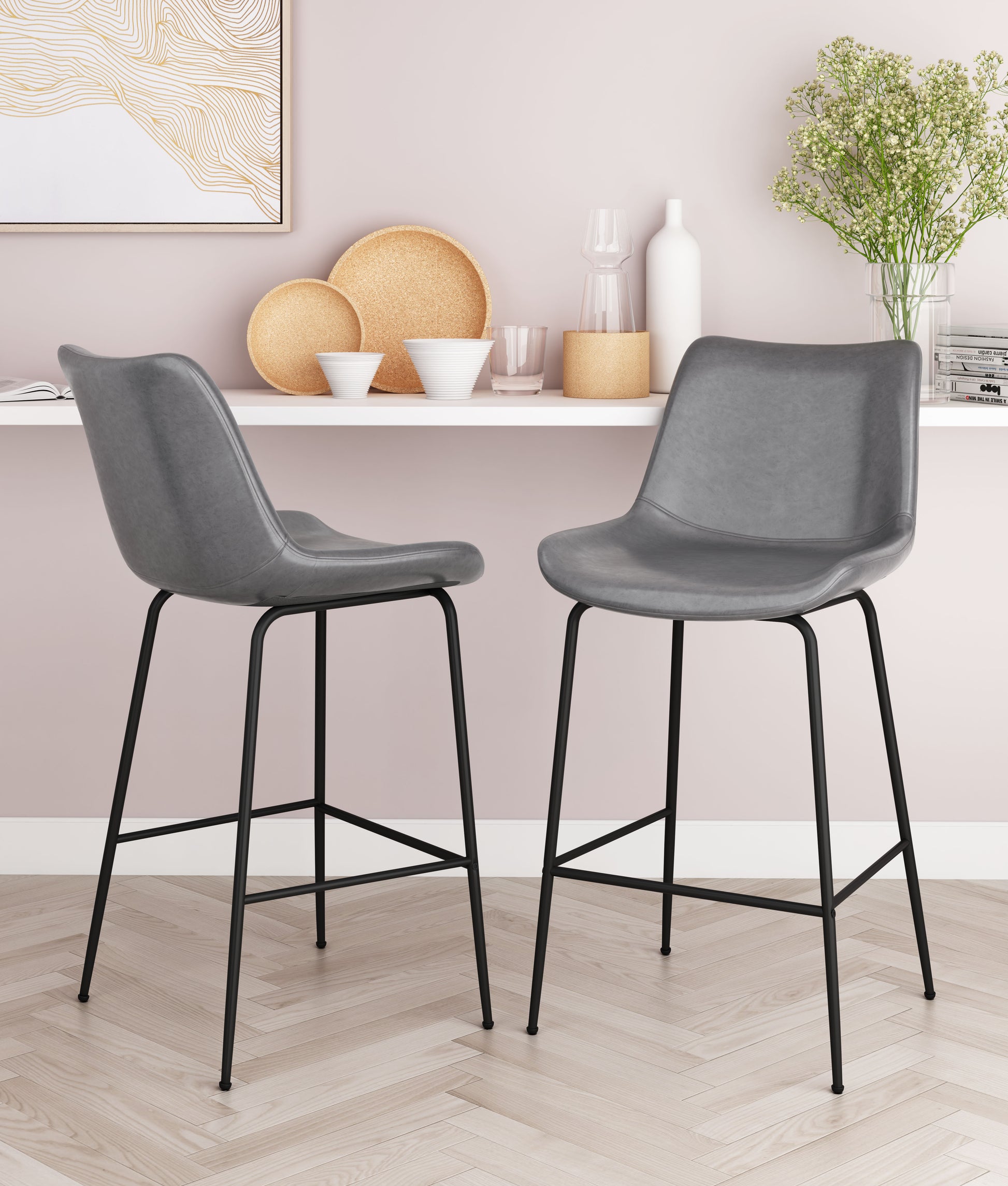 Byron Counter Stool Gray - Disselt Designs