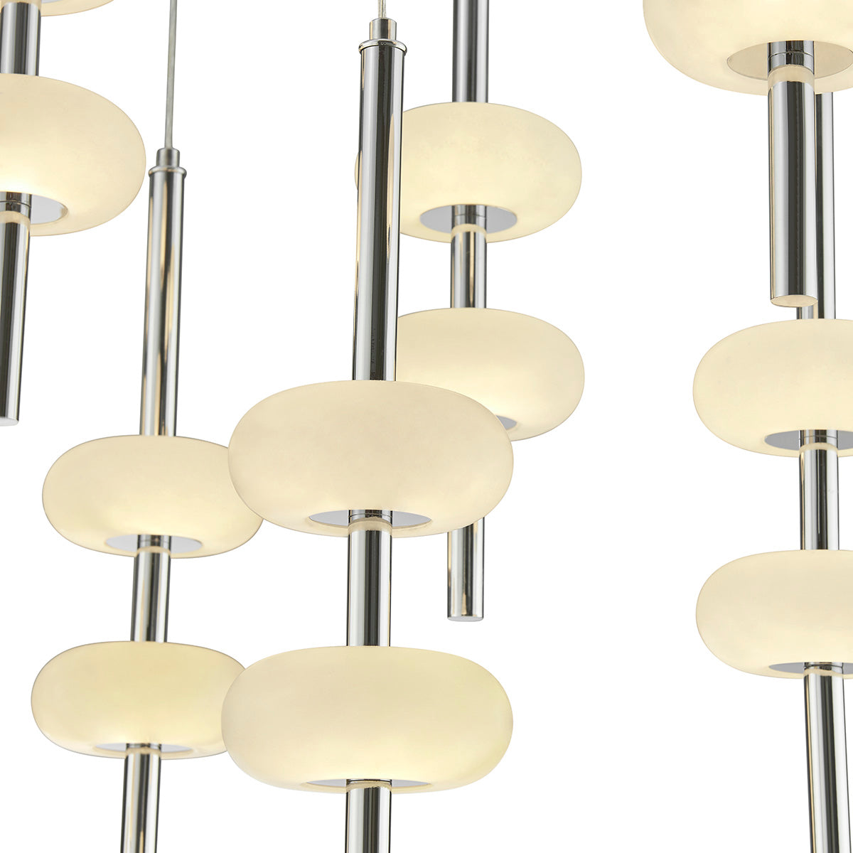 Double Spanish Alabaster Rectangular Chandelier // Chrome - Disselt Designs