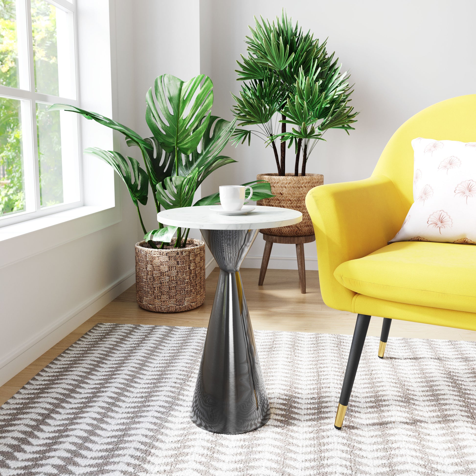 Tim Side Table White & Black - Disselt Designs