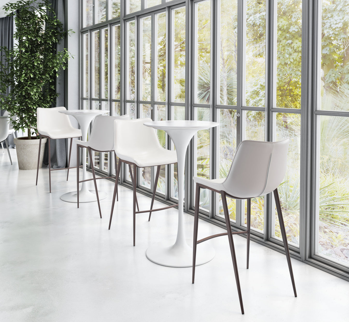 Magnus Barstool (Set of 2) White & Walnut - Disselt Designs