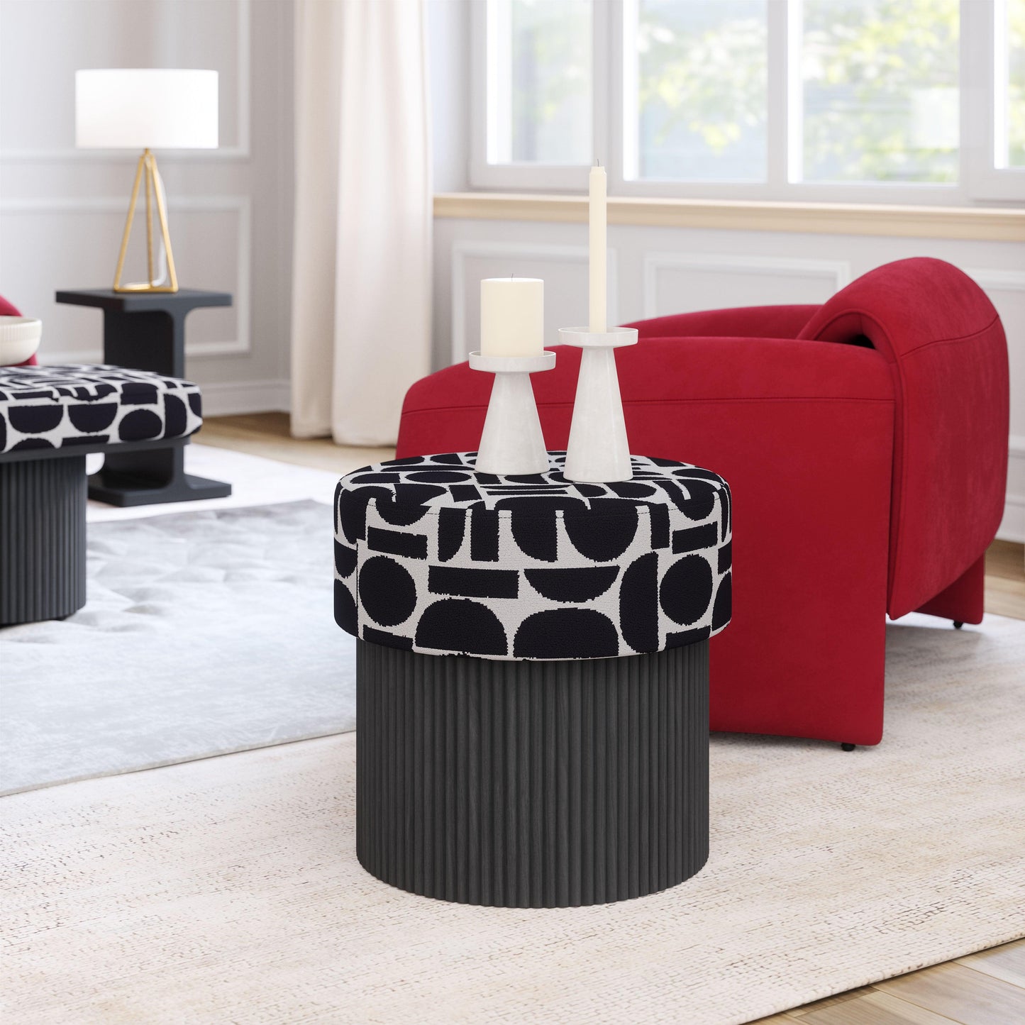 Boto Storage Ottoman Black & White - Disselt Designs
