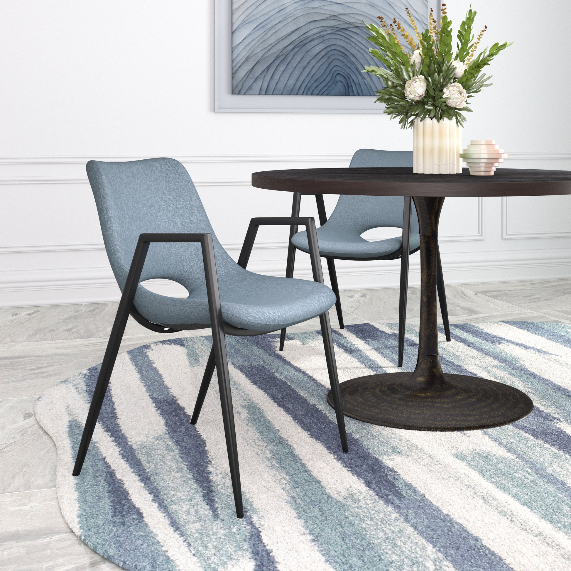 Desi Dining Chair (Set of 2) Azure Gray - Disselt Designs