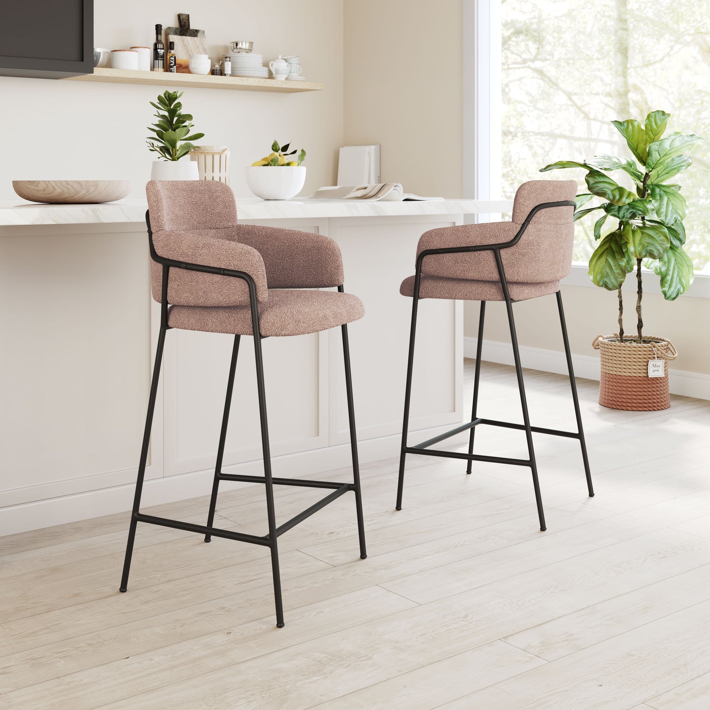Marcel Barstool (Set of 2) Brown - Disselt Designs