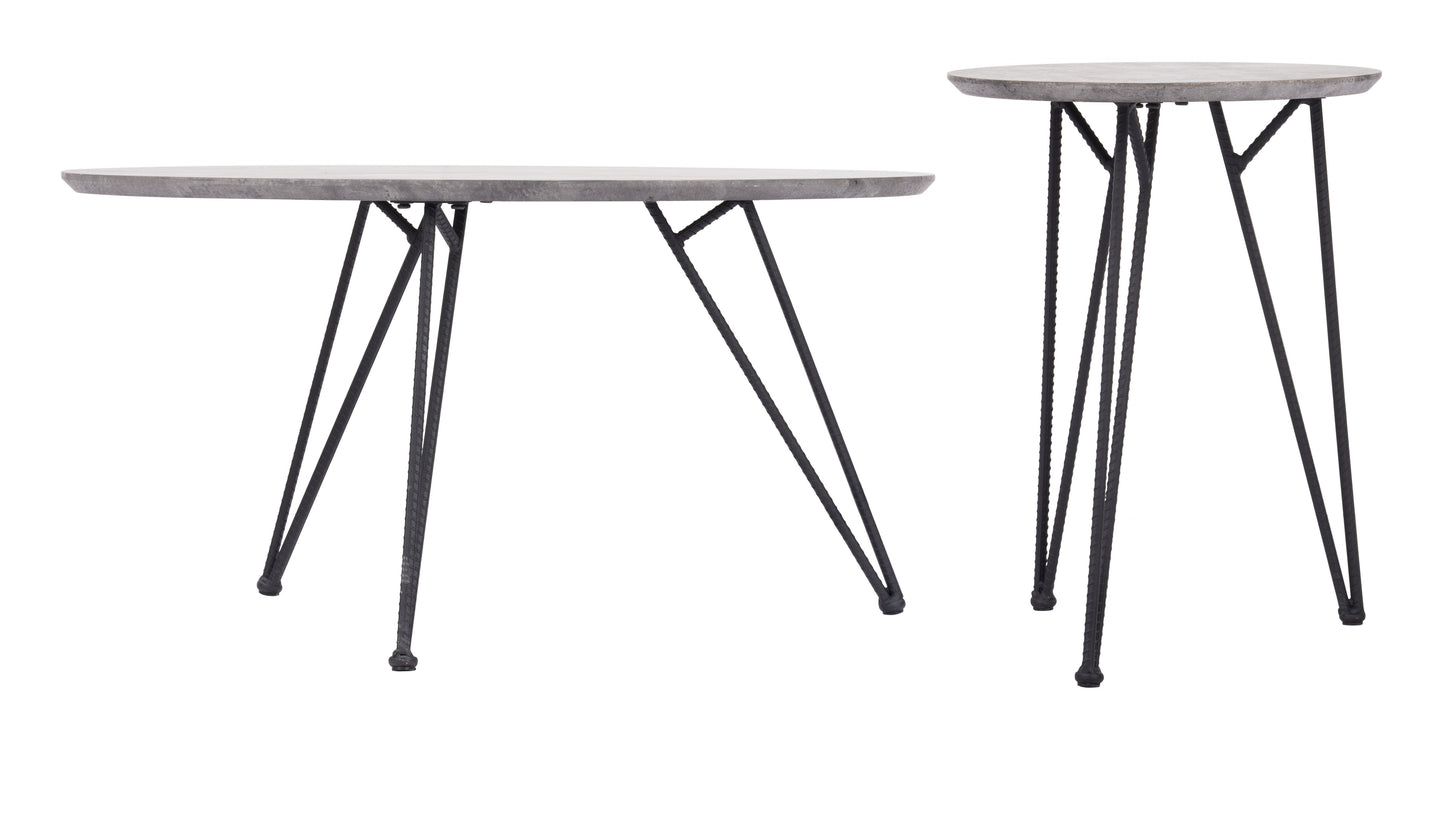 Kerris Coffee Table Set (2-Piece) Gray & Black - Disselt Designs