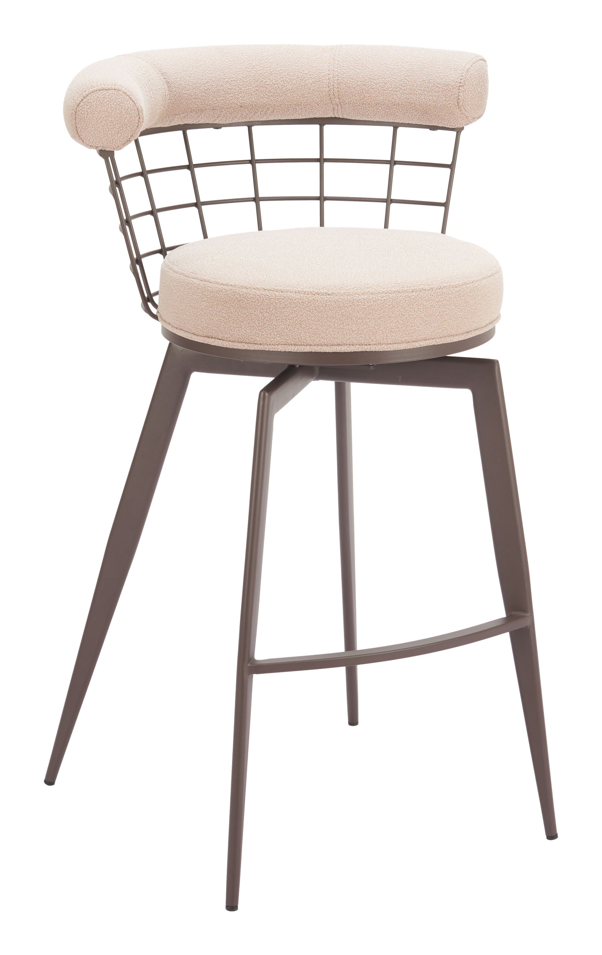 Saku Swivel Barstool Beige & Brown - Disselt Designs