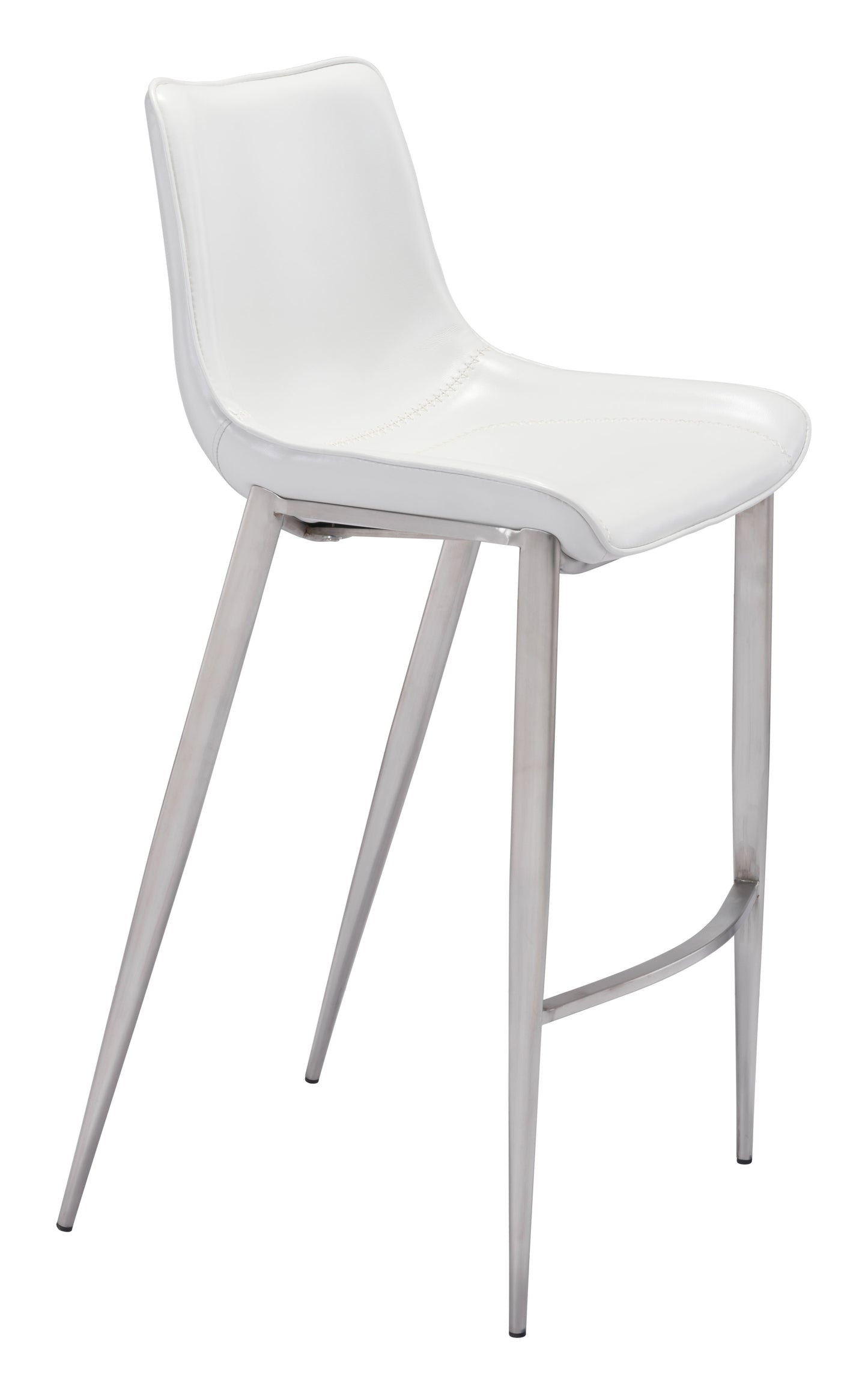 Magnus Barstool (Set of 2) White & Silver - Disselt Designs