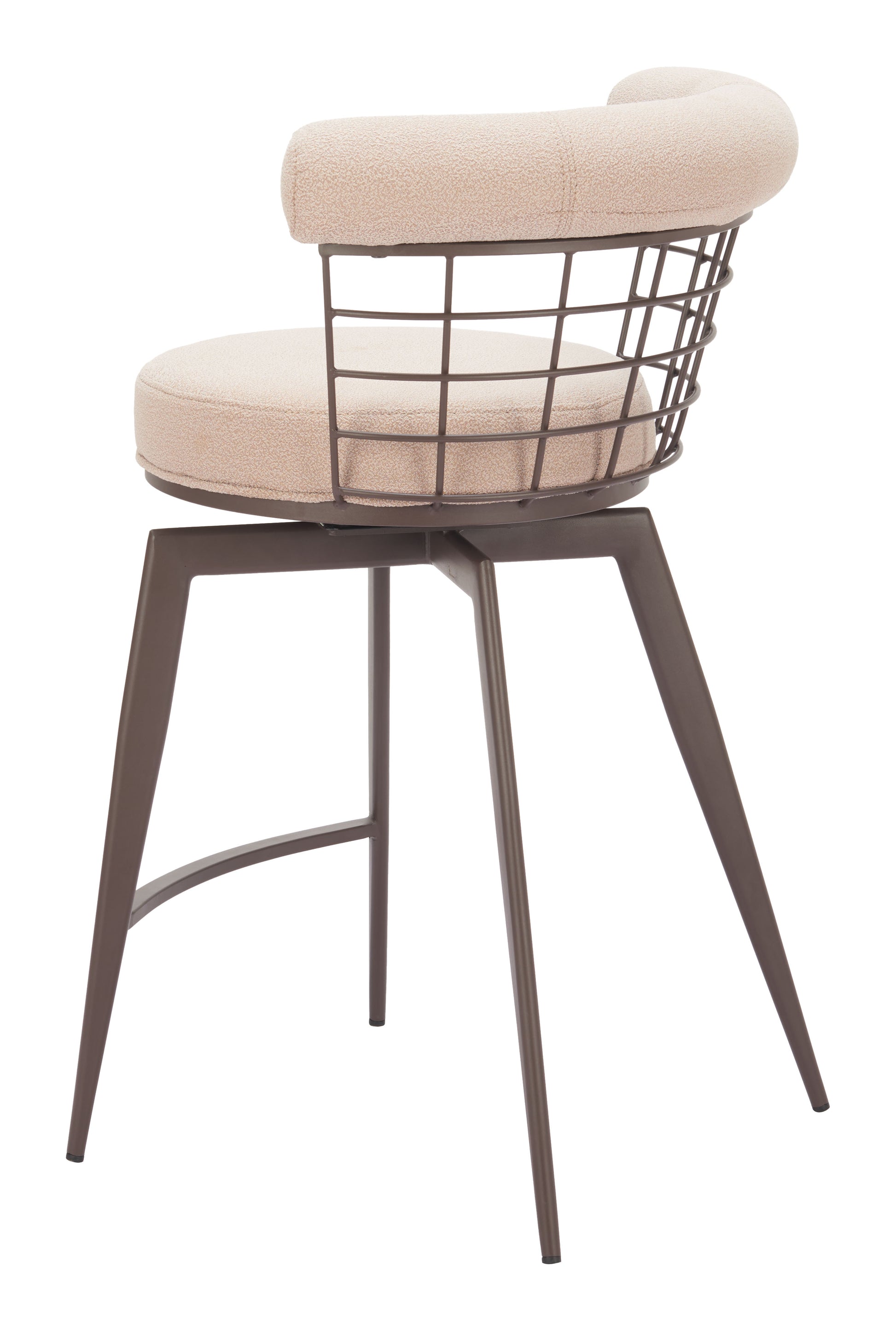 Saku Swivel Counter Stool Beige & Brown - Disselt Designs