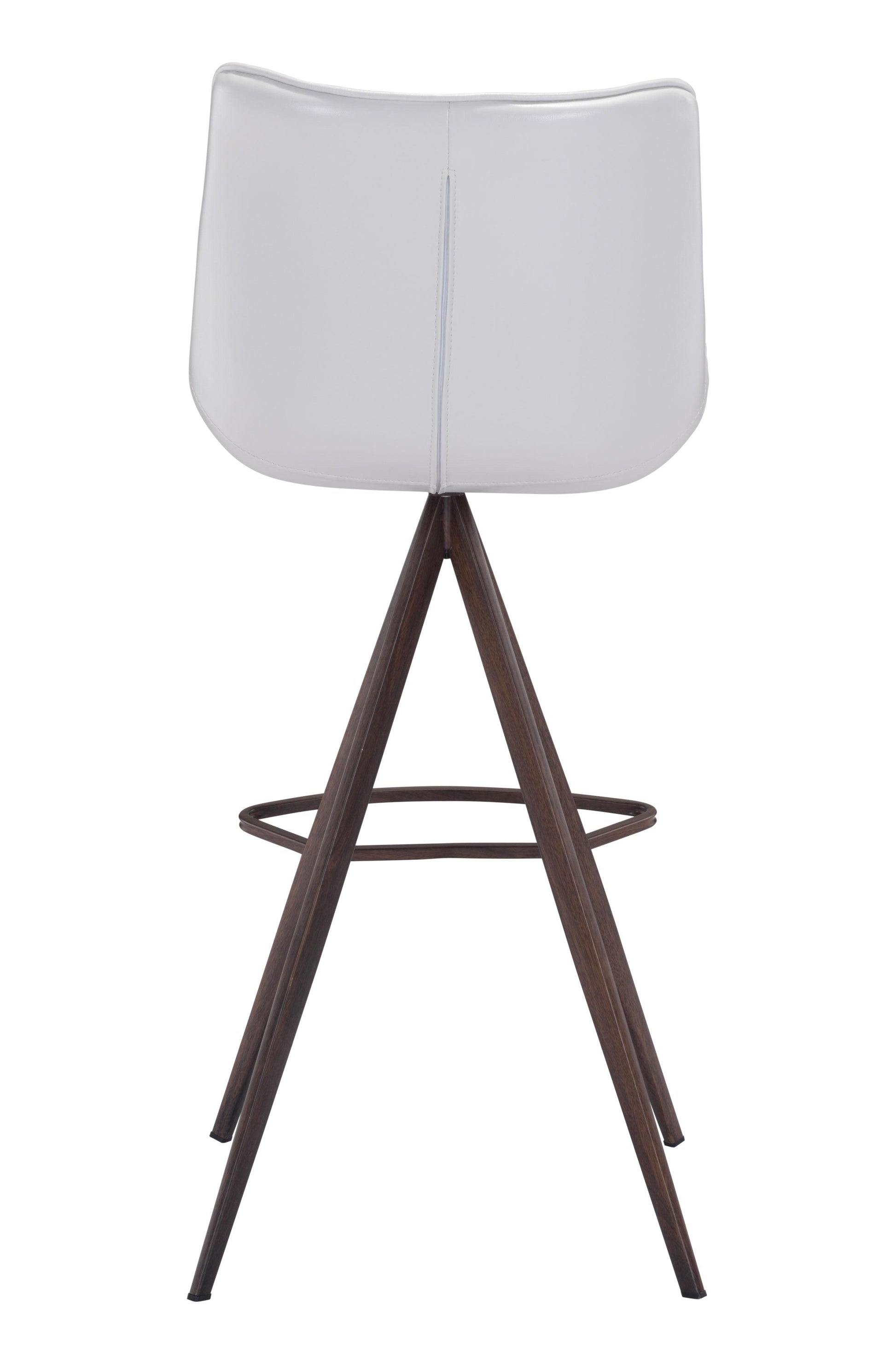 Aki Barstool (Set of 2) White & Walnut - Disselt Designs
