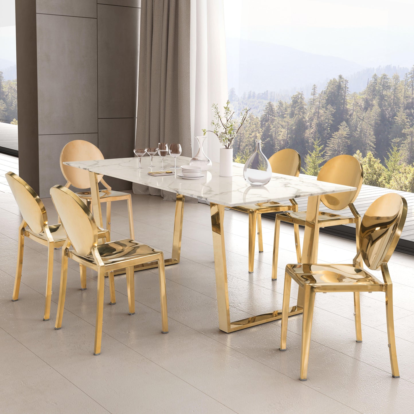 Atlas Dining Table White & Gold - Disselt Designs