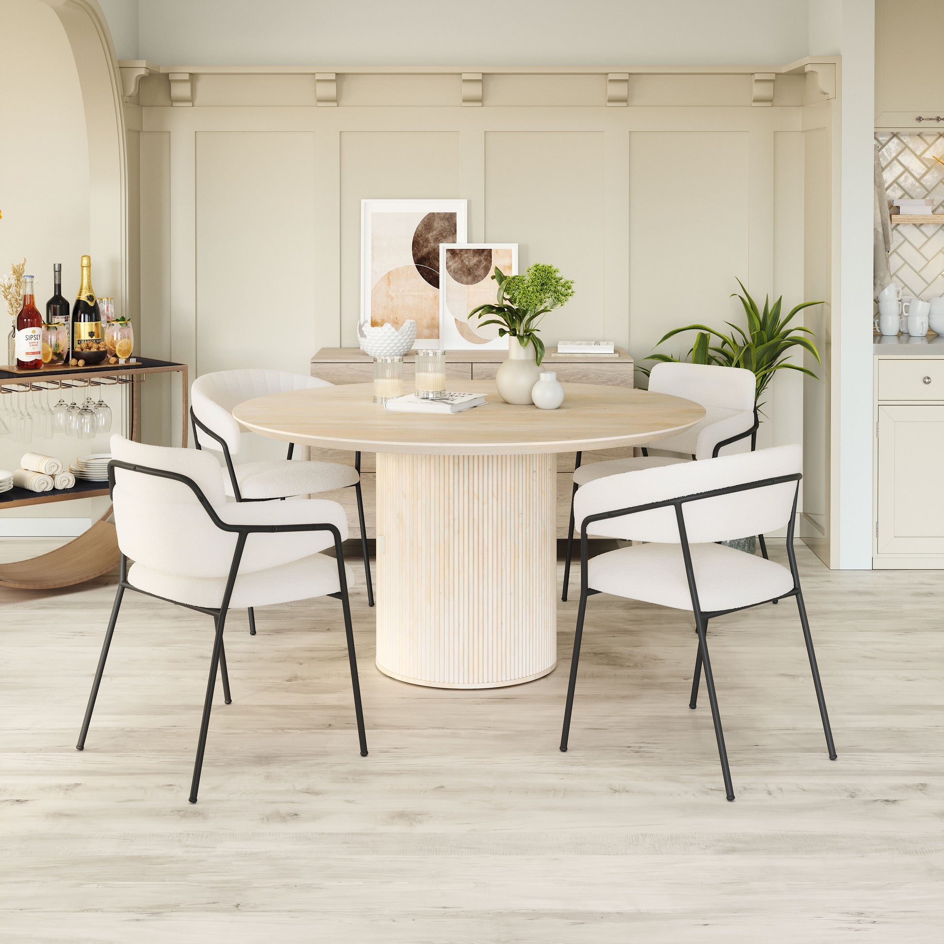 Marcel Dining Chair (Set of 2) Cream - Disselt Designs