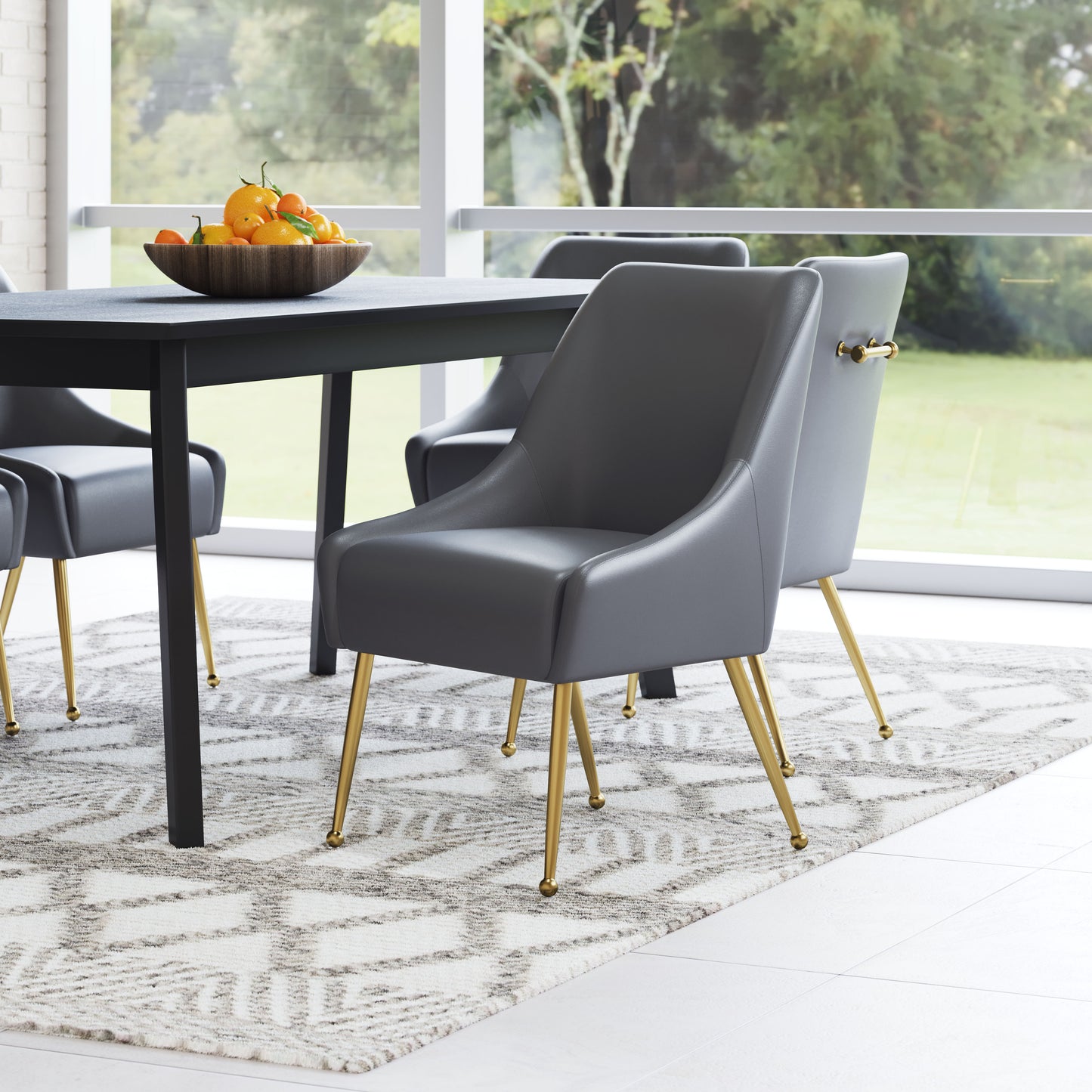 Maxine Dining Chair Gray & Gold - Disselt Designs