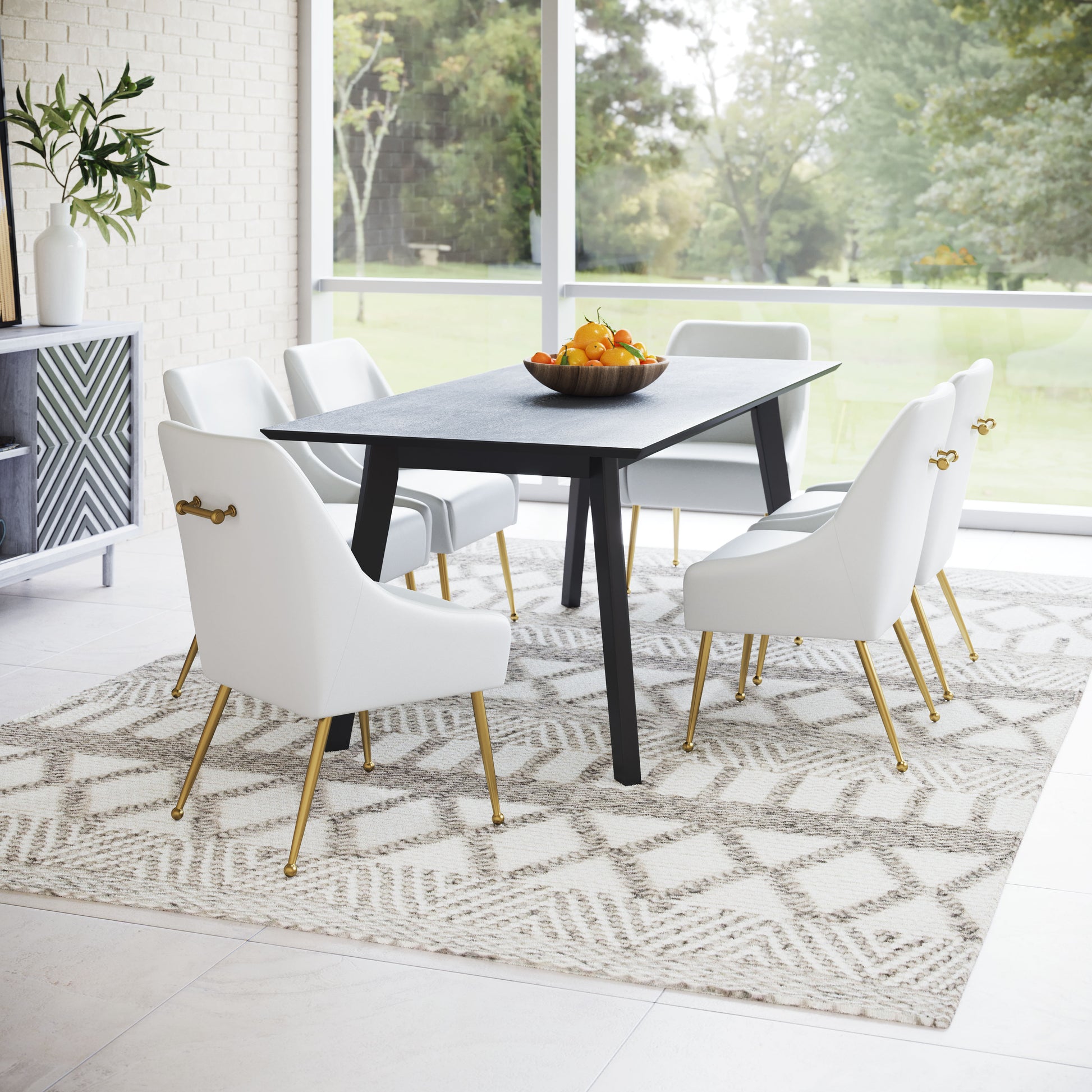 Maxine Dining Chair White & Gold - Disselt Designs