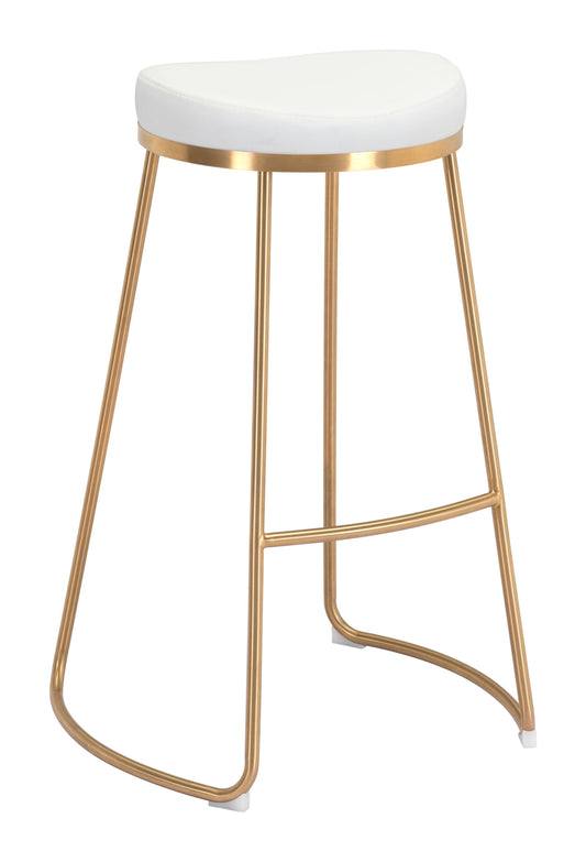 Bree Barstool (Set of 2) White & Gold - Disselt Designs