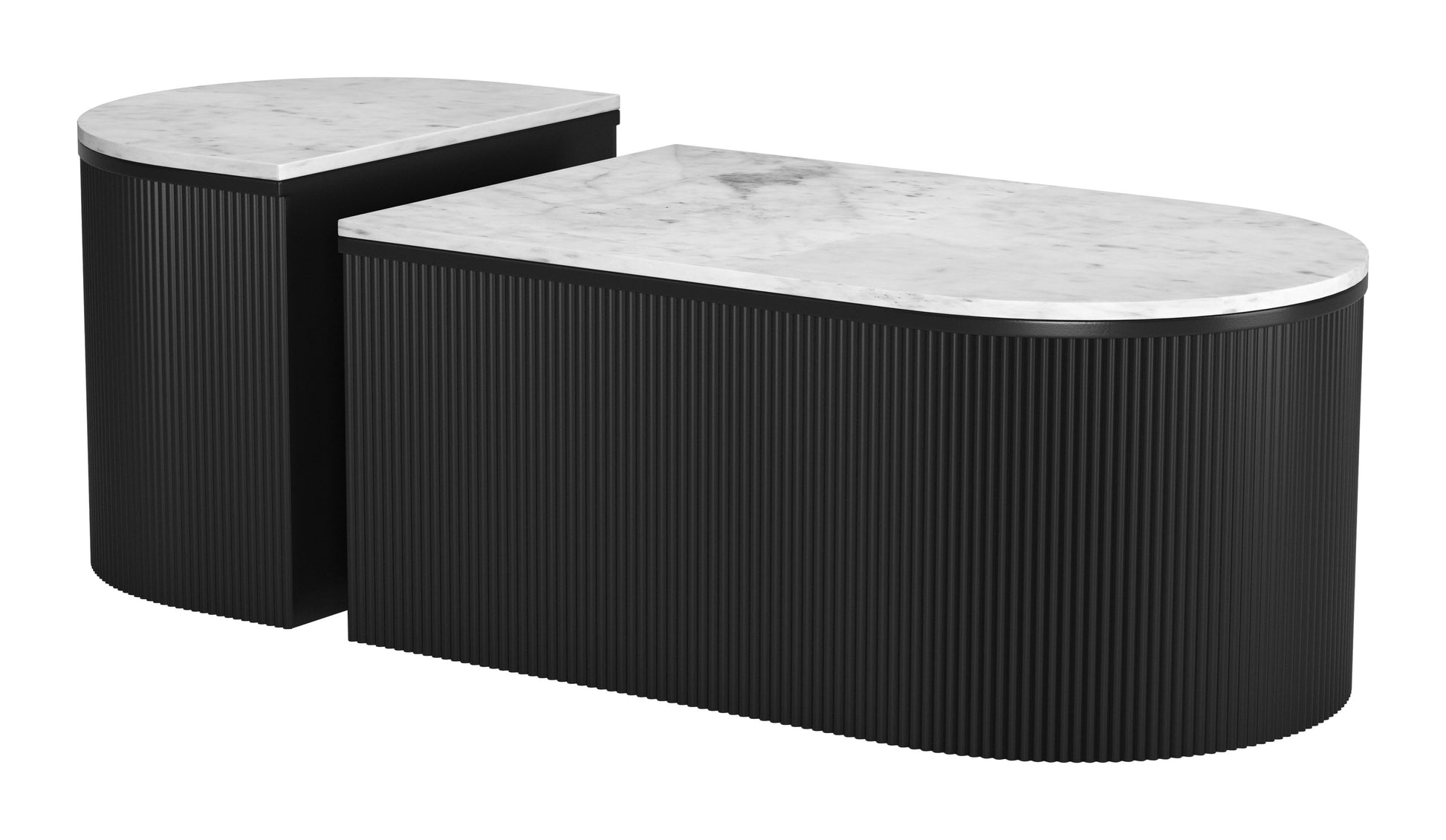 Ormara Coffee Table Set (2-Piece) White & Black - Disselt Designs