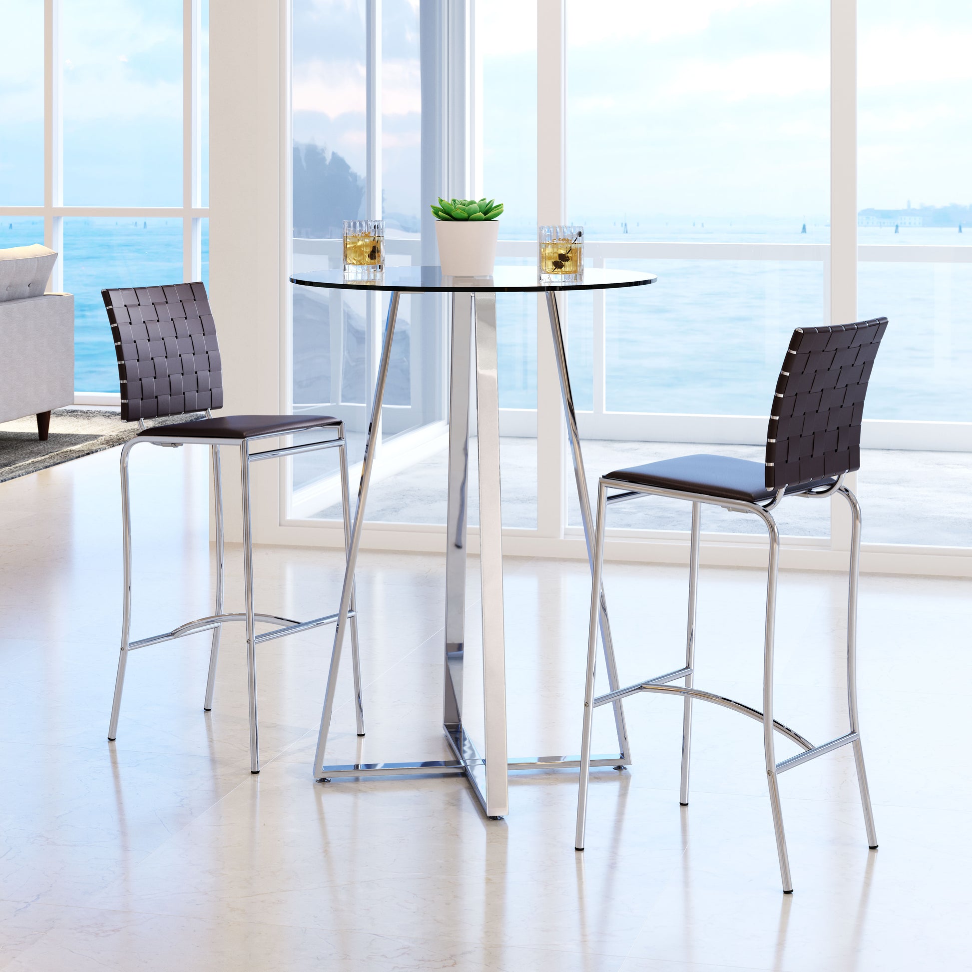 Criss Cross Barstool (Set of 2) Espresso - Disselt Designs