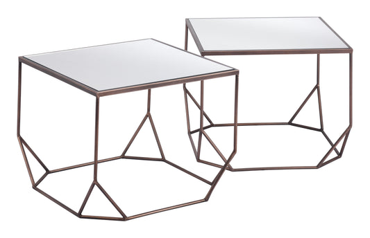 Arzon Coffee Table Set (2-Piece) Bronze - Disselt Designs