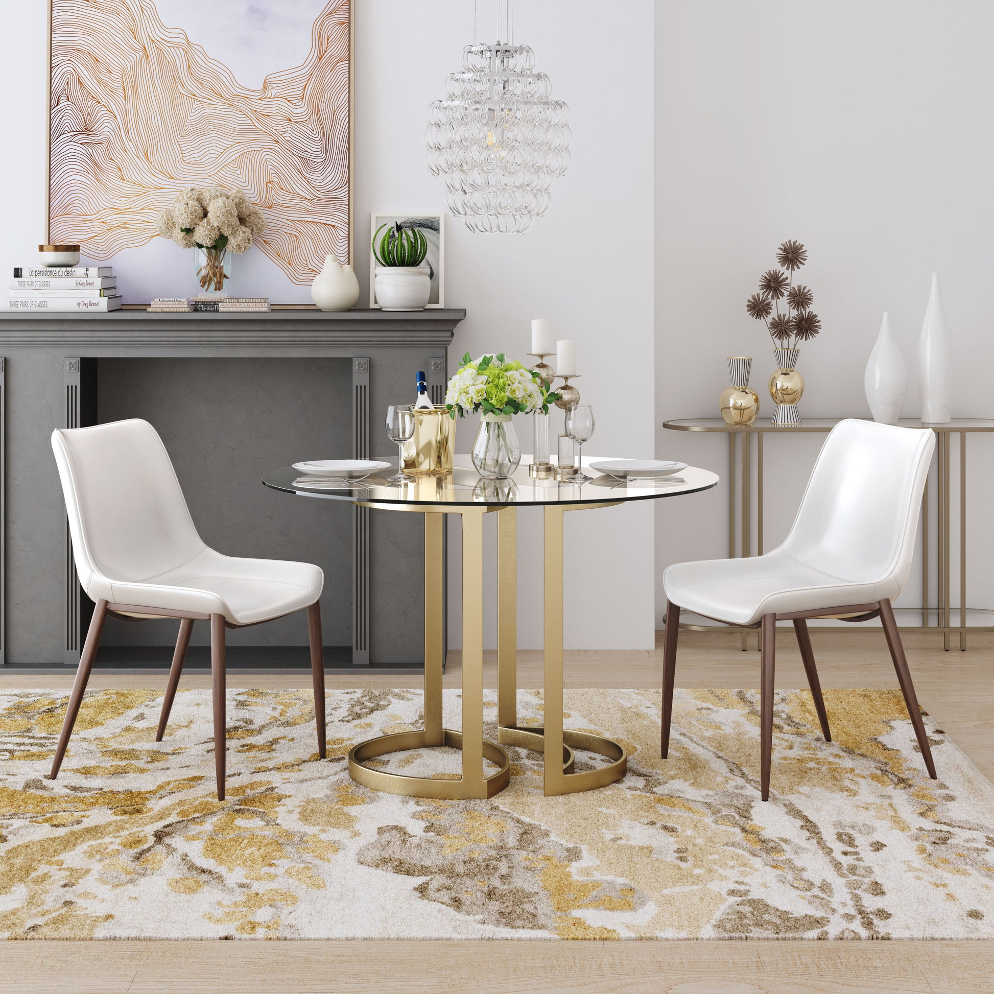 Magnus Dining Chair (Set of 2) White & Walnut - Disselt Designs