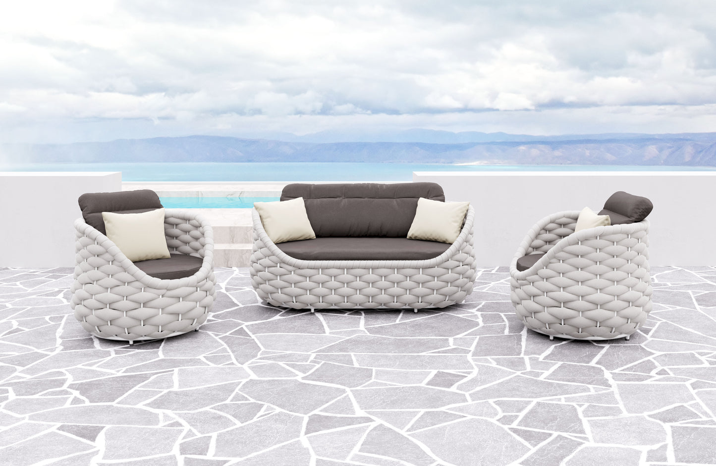 Coral Reef Loveseat Gray - Disselt Designs