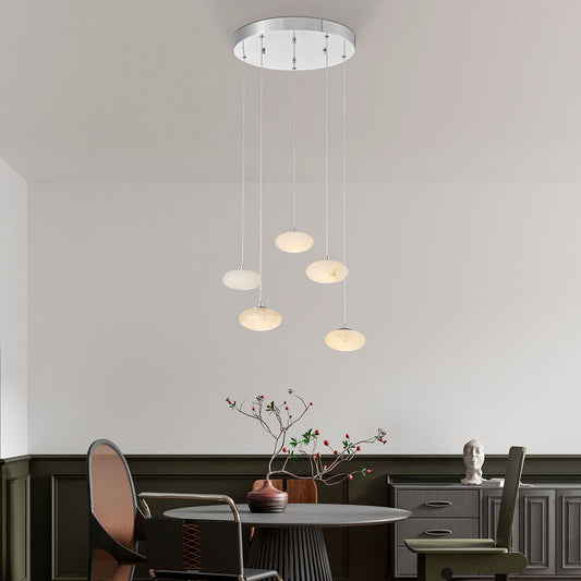 Spanish Alabaster Round Chandelier // Chrome - Disselt Designs