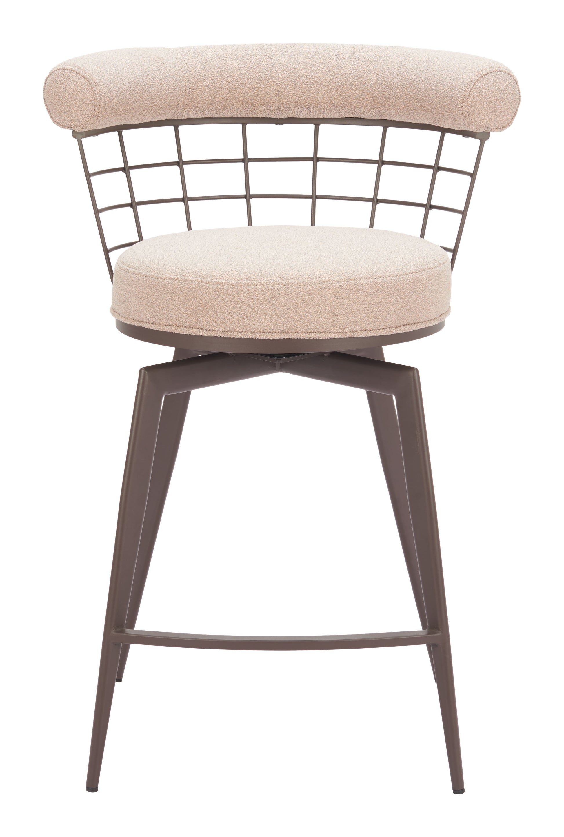 Saku Swivel Counter Stool Beige & Brown - Disselt Designs