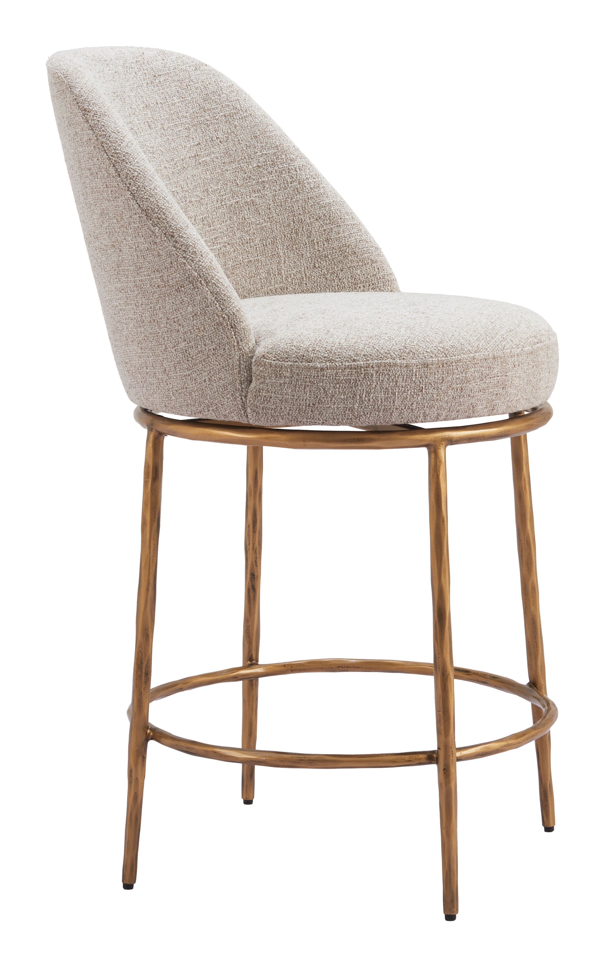Nordhavn Swivel Counter Stool Beige & Gold - Disselt Designs