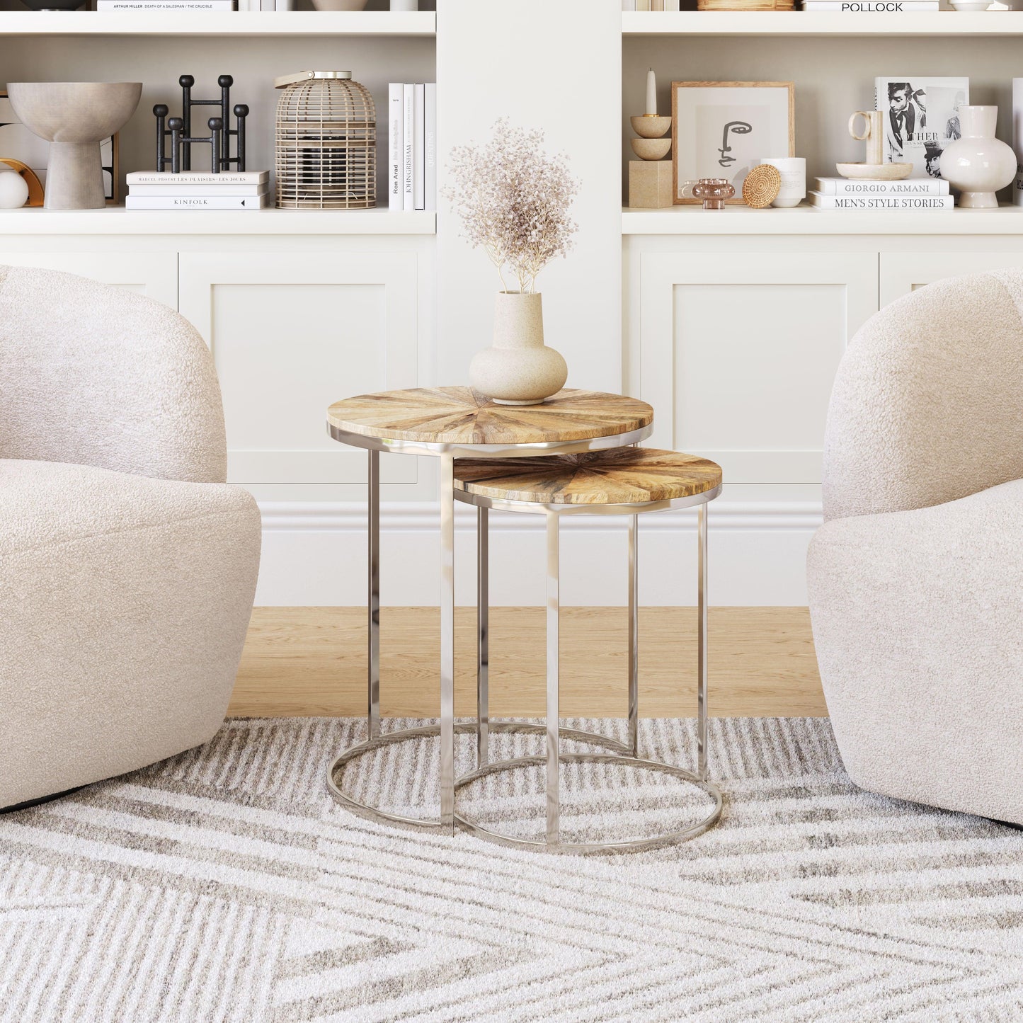 Bari Nesting Table Set (2-Piece) Natural - Disselt Designs