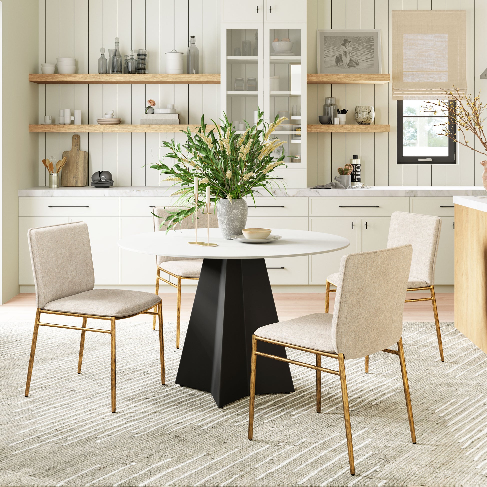 Nordvest Dining Chair Beige & Gold - Disselt Designs