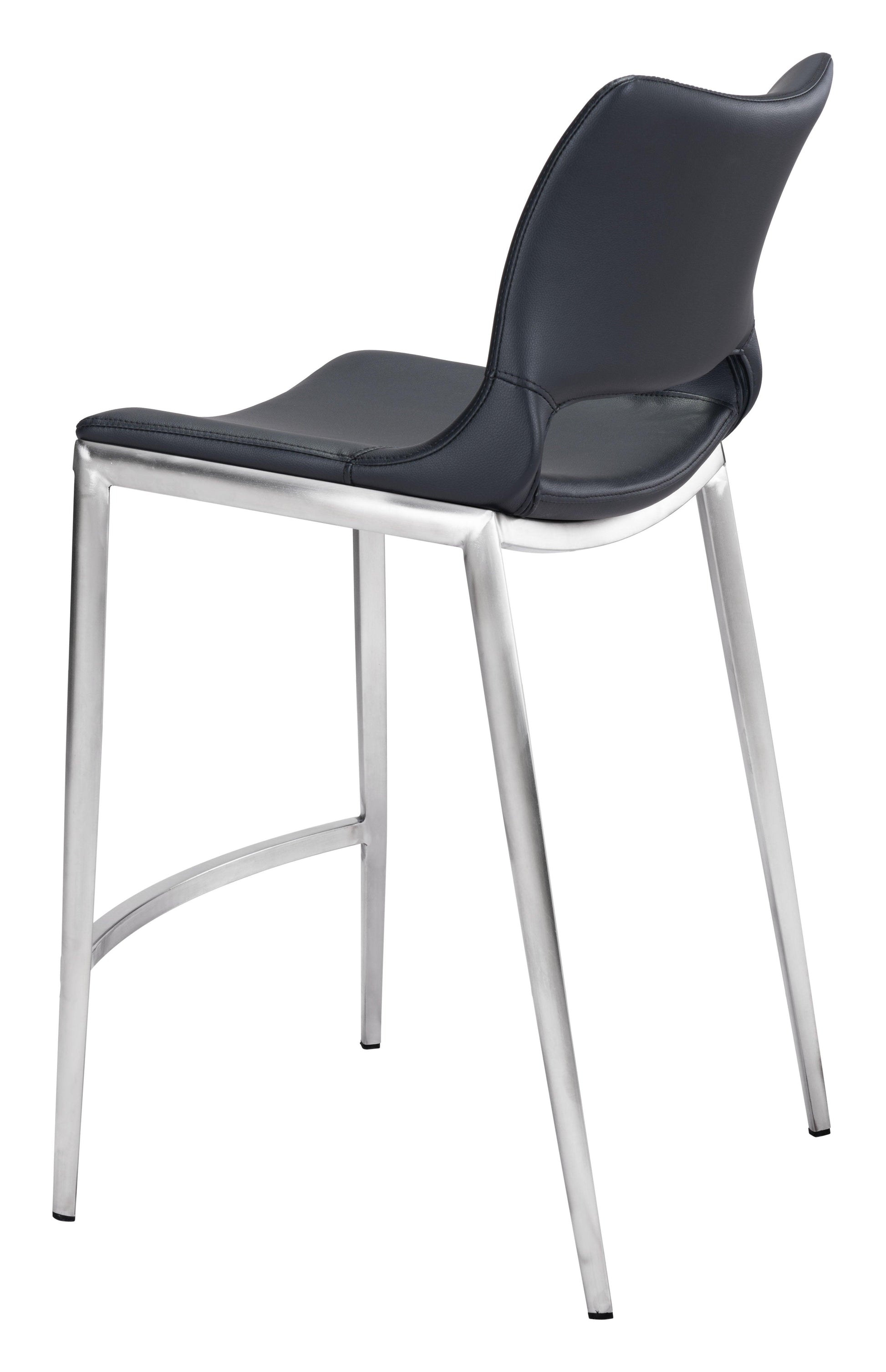 Ace Counter Stool (Set of 2) Black & Silver - Disselt Designs
