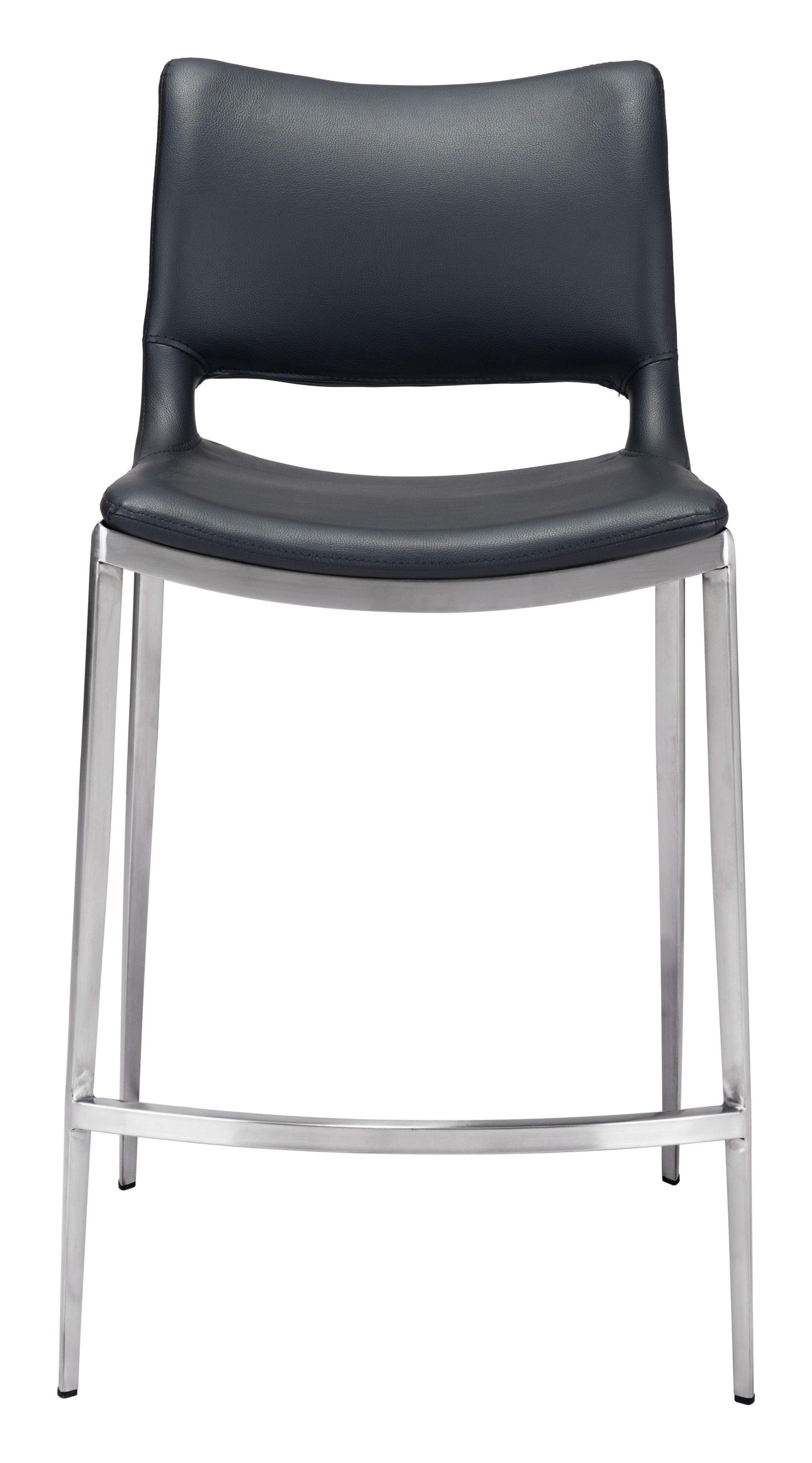 Ace Counter Stool (Set of 2) Black & Silver - Disselt Designs