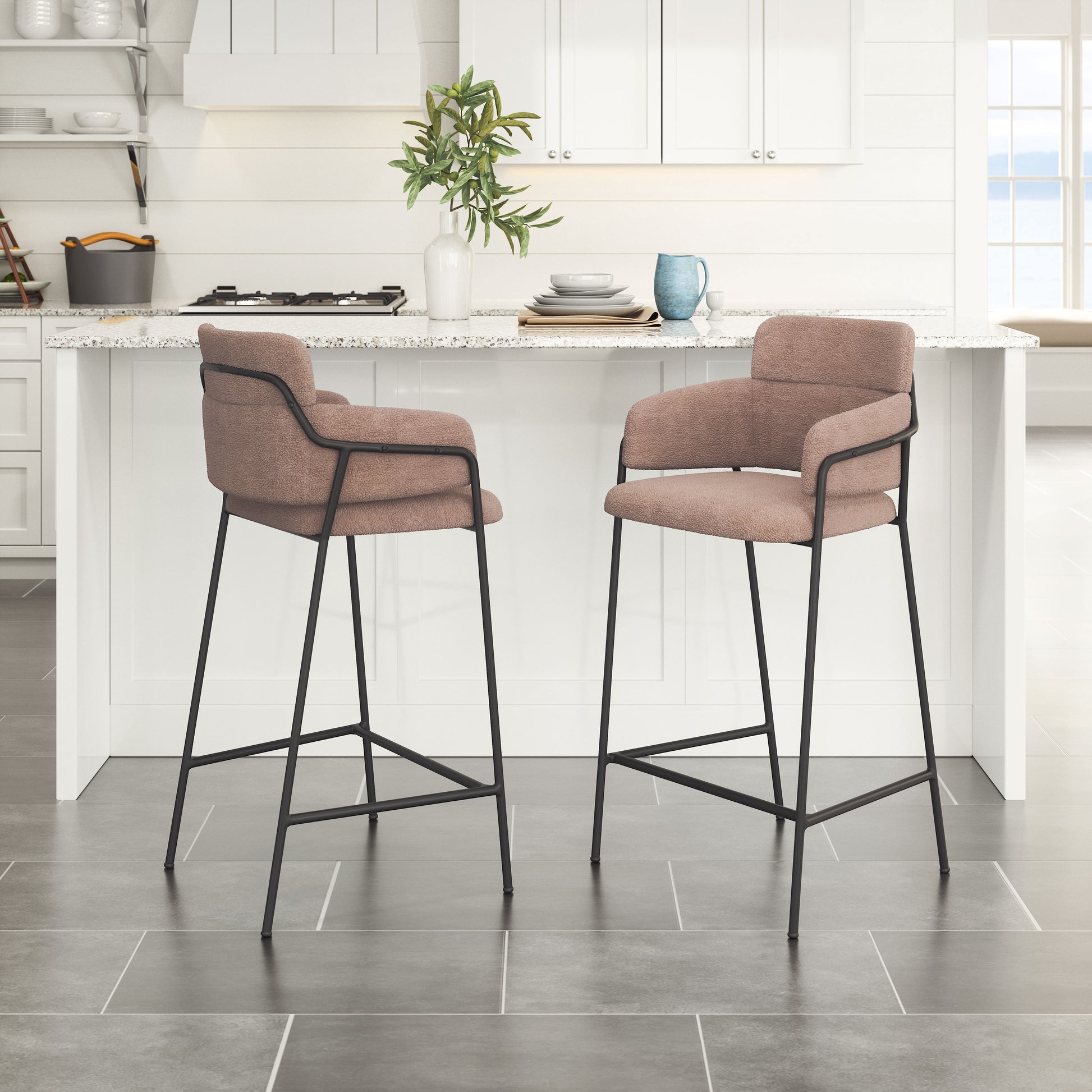 Marcel Counter Stool (Set of 2) Brown - Disselt Designs