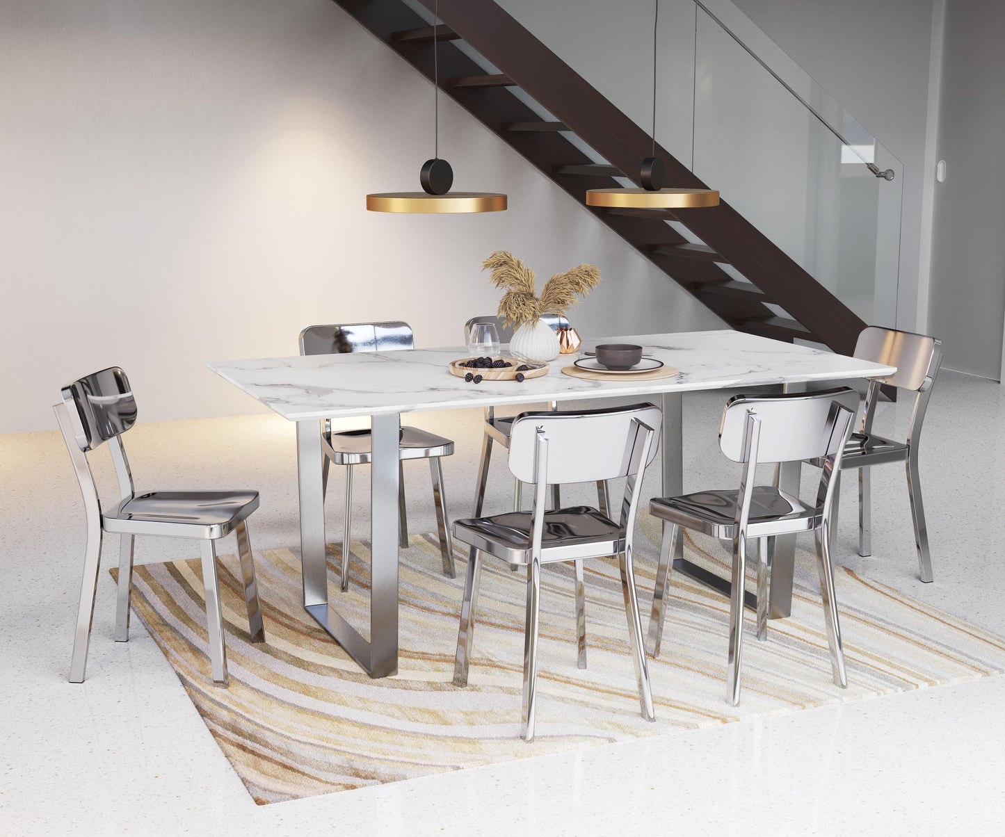 Atlas Dining Table White & Silver - Disselt Designs