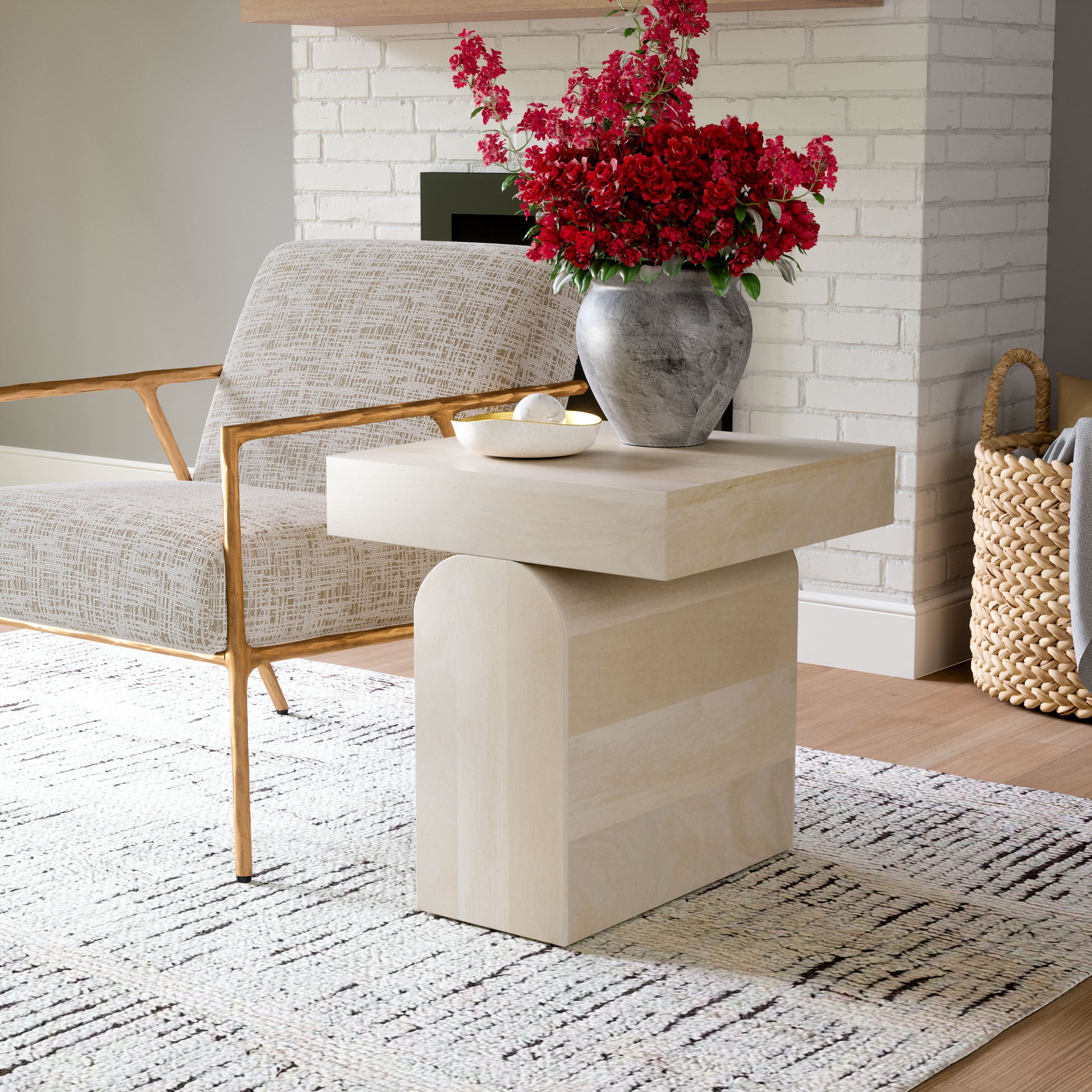 Kiel Side Table Whitewashed - Disselt Designs
