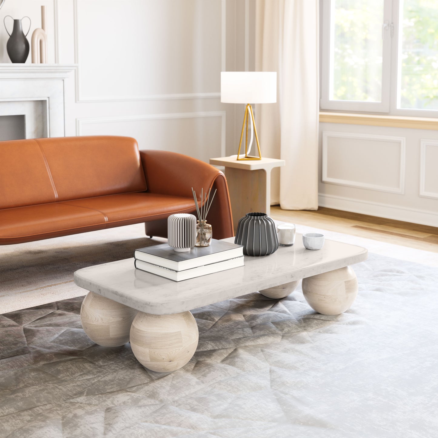 Camakat Coffee Table White & Whitewashed - Disselt Designs