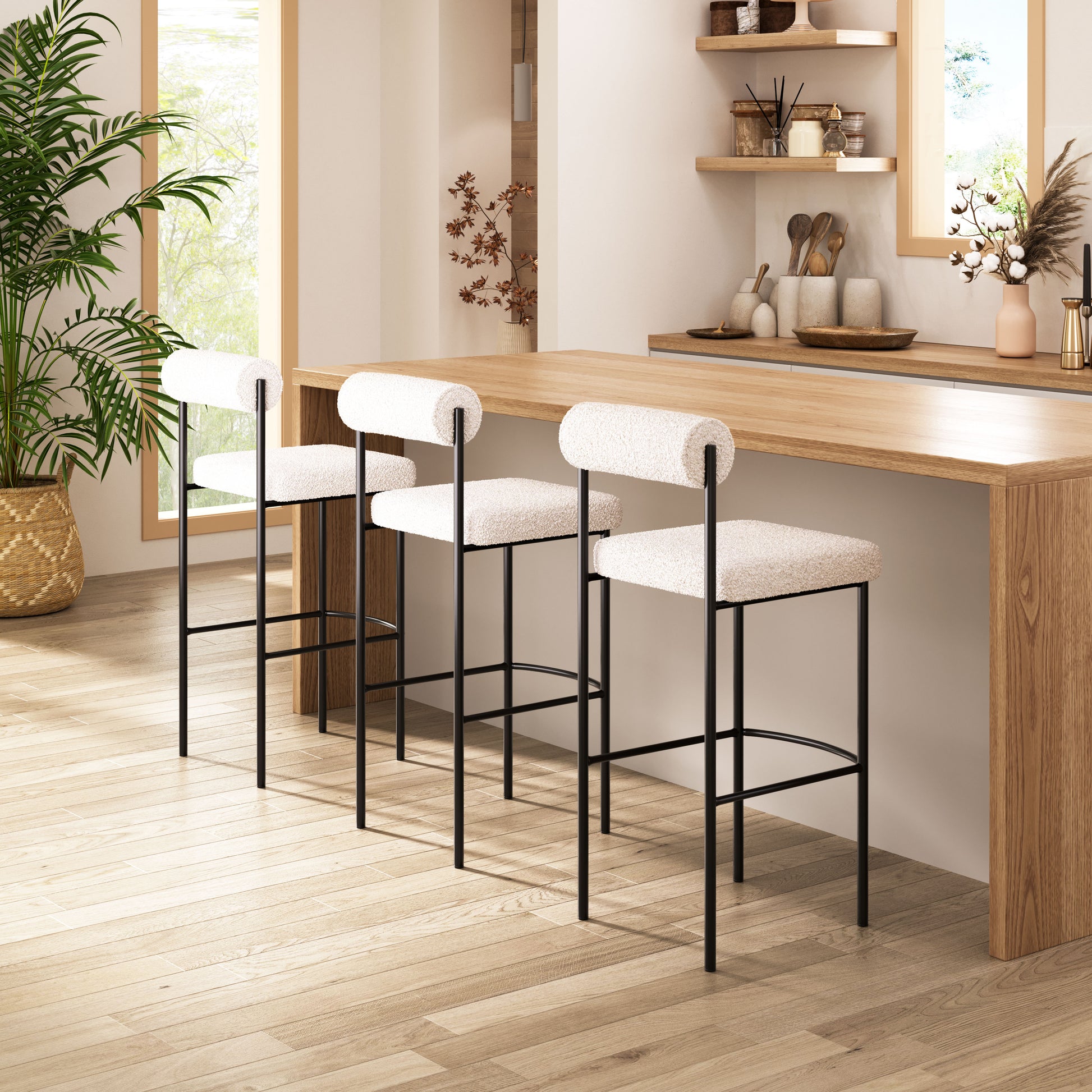 Livorno Barstool (Set of 2) Ivory - Disselt Designs