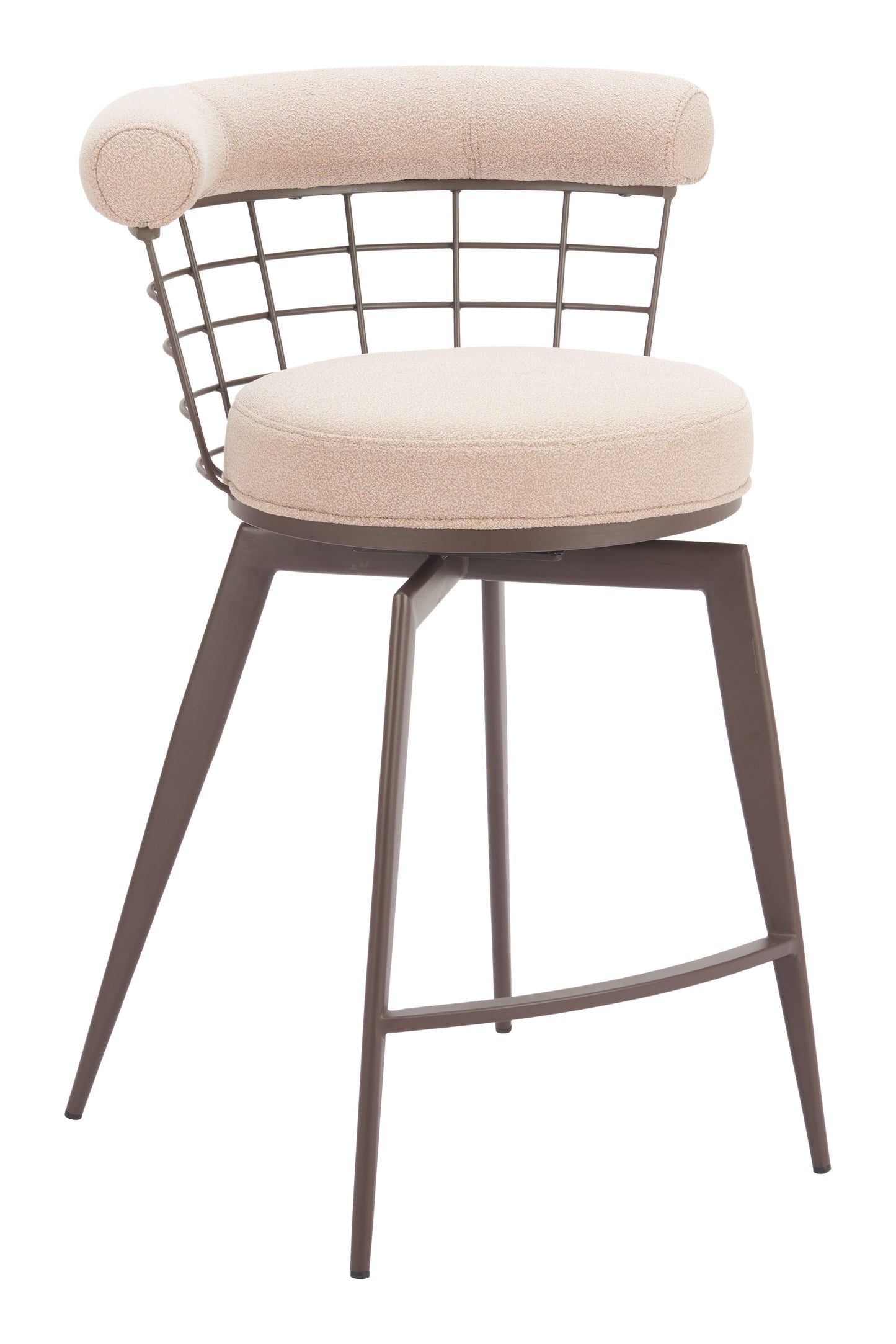 Saku Swivel Counter Stool Beige & Brown - Disselt Designs