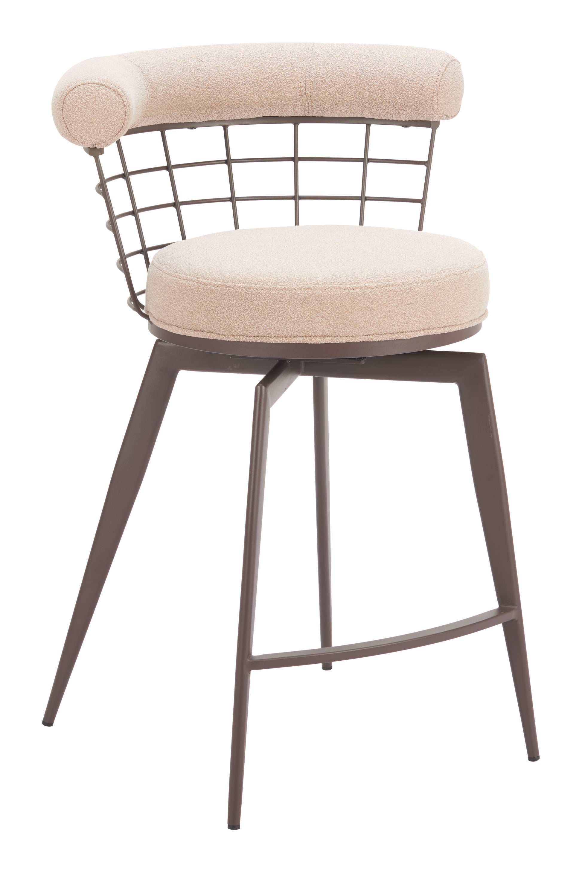 Saku Swivel Counter Stool Beige & Brown - Disselt Designs