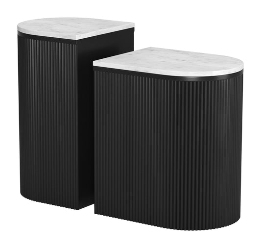 Ormara Side Table Set (2-Piece) White & Black - Disselt Designs