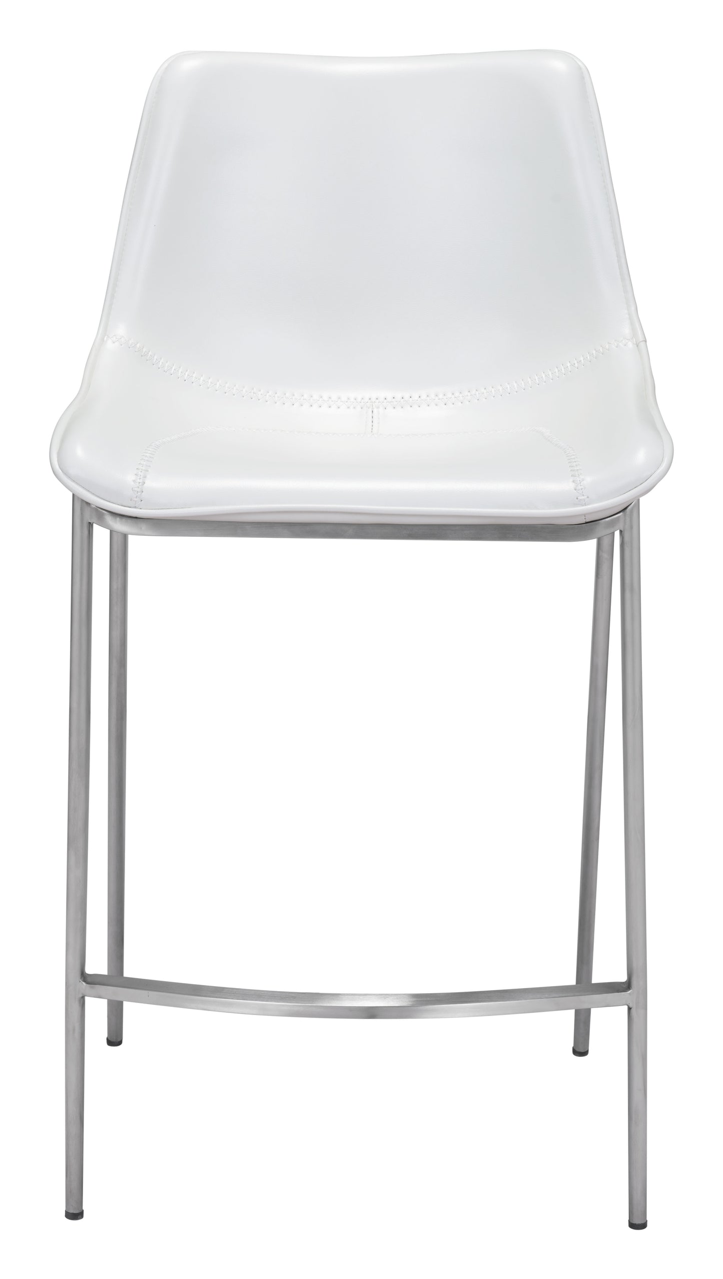 Magnus Counter Stool (Set of 2) White & Silver - Disselt Designs