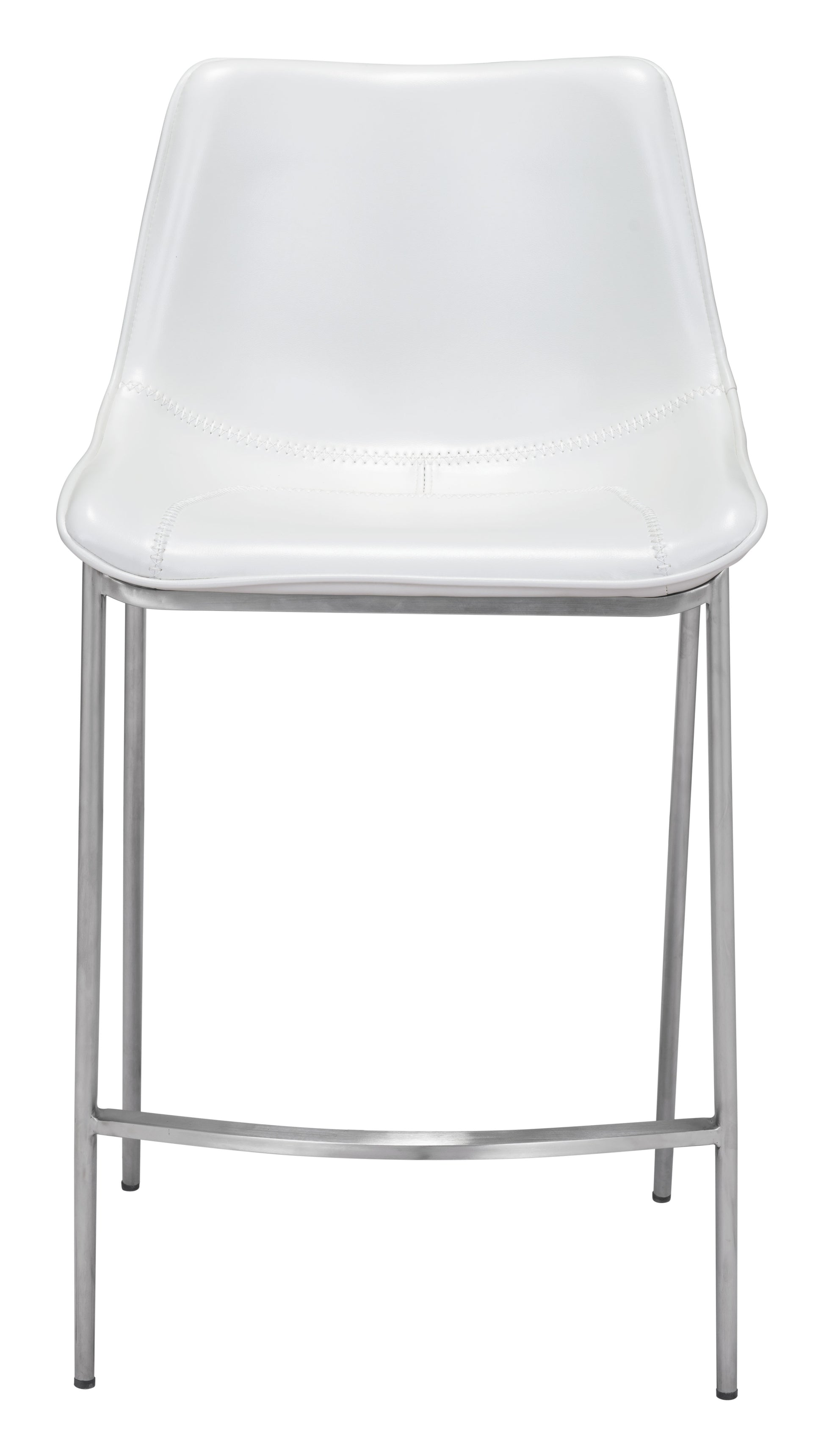 Magnus Counter Stool (Set of 2) White & Silver - Disselt Designs