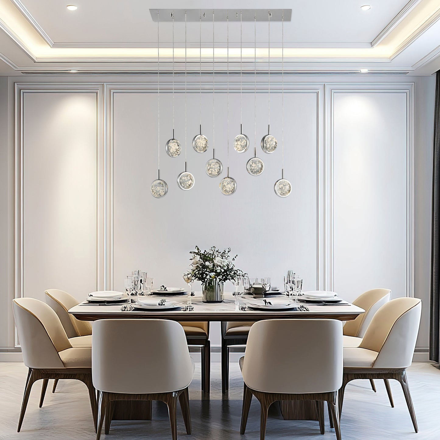 Bubbling Glow Rectangular Chandelier // Chrome - Disselt Designs