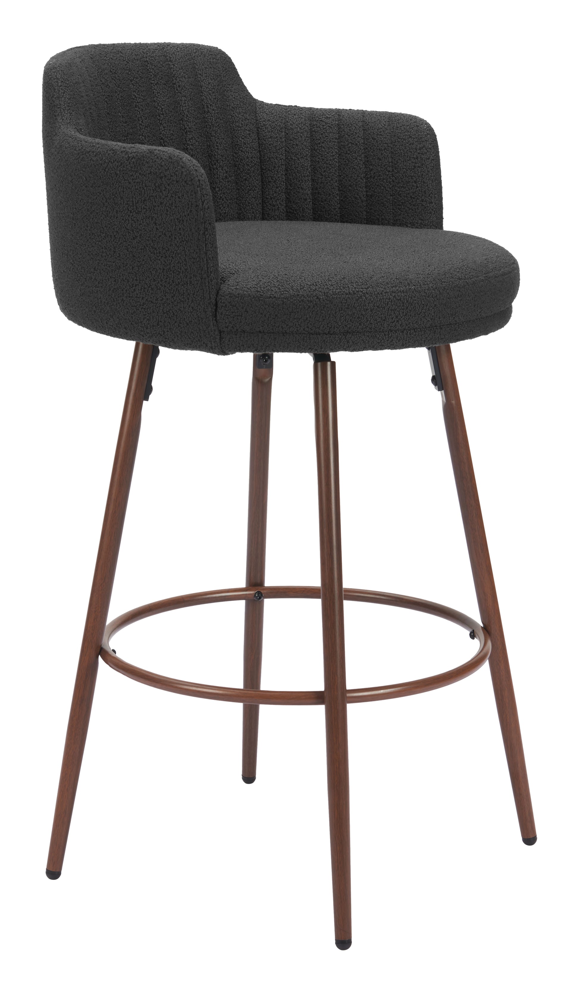 Kono Swivel Barstool (Set of 2) Black & Walnut - Disselt Designs