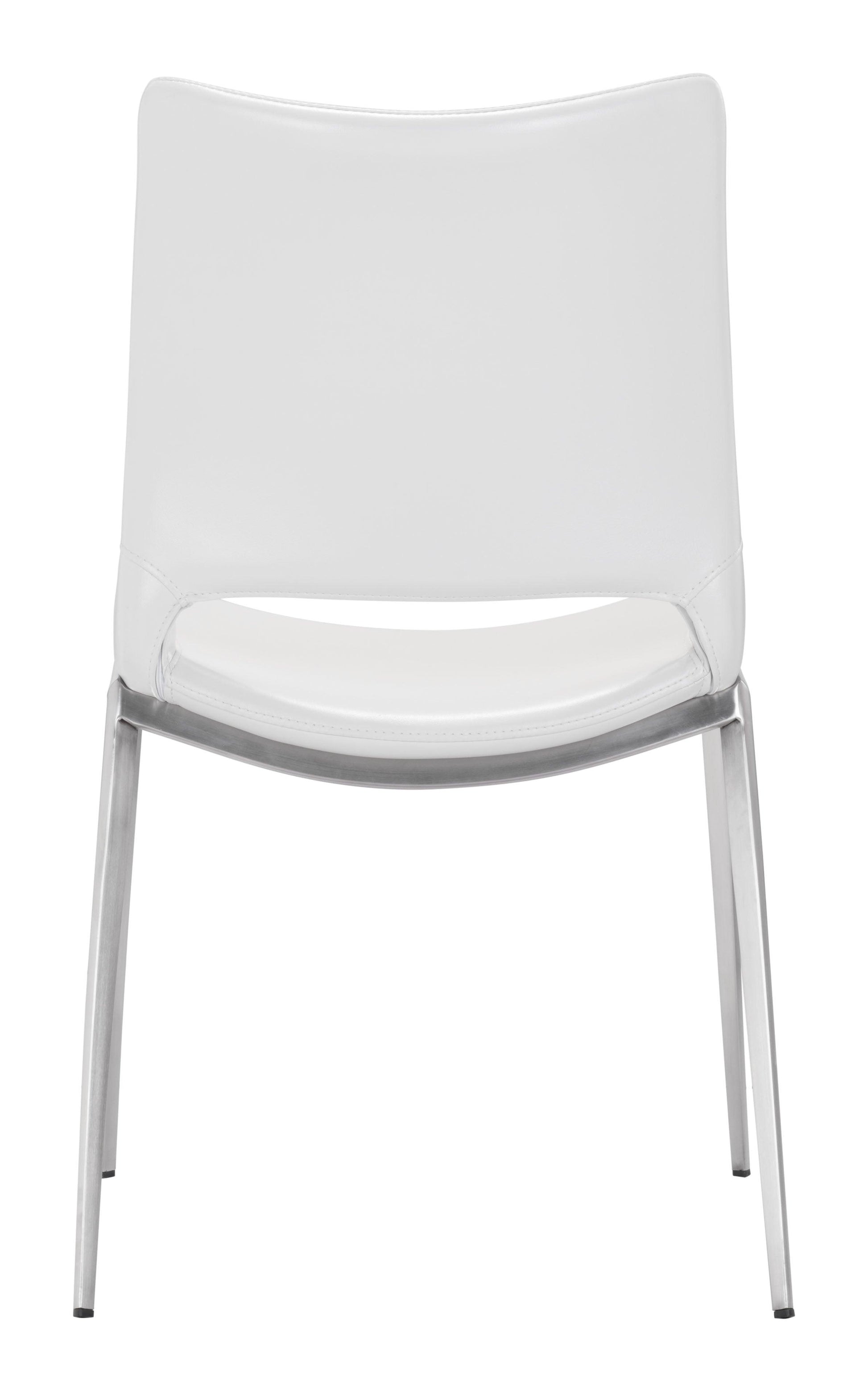 Ace Dining Chair (Set of 2) White & Silver - Disselt Designs