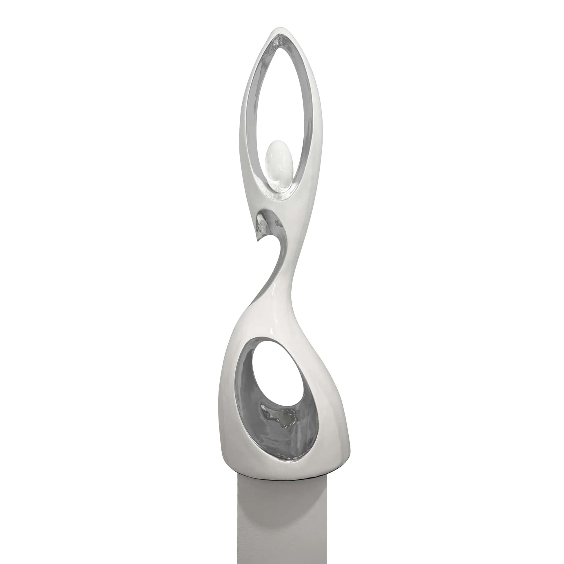 Tall Doll Floor Sculpture // White and Chrome - Disselt Designs
