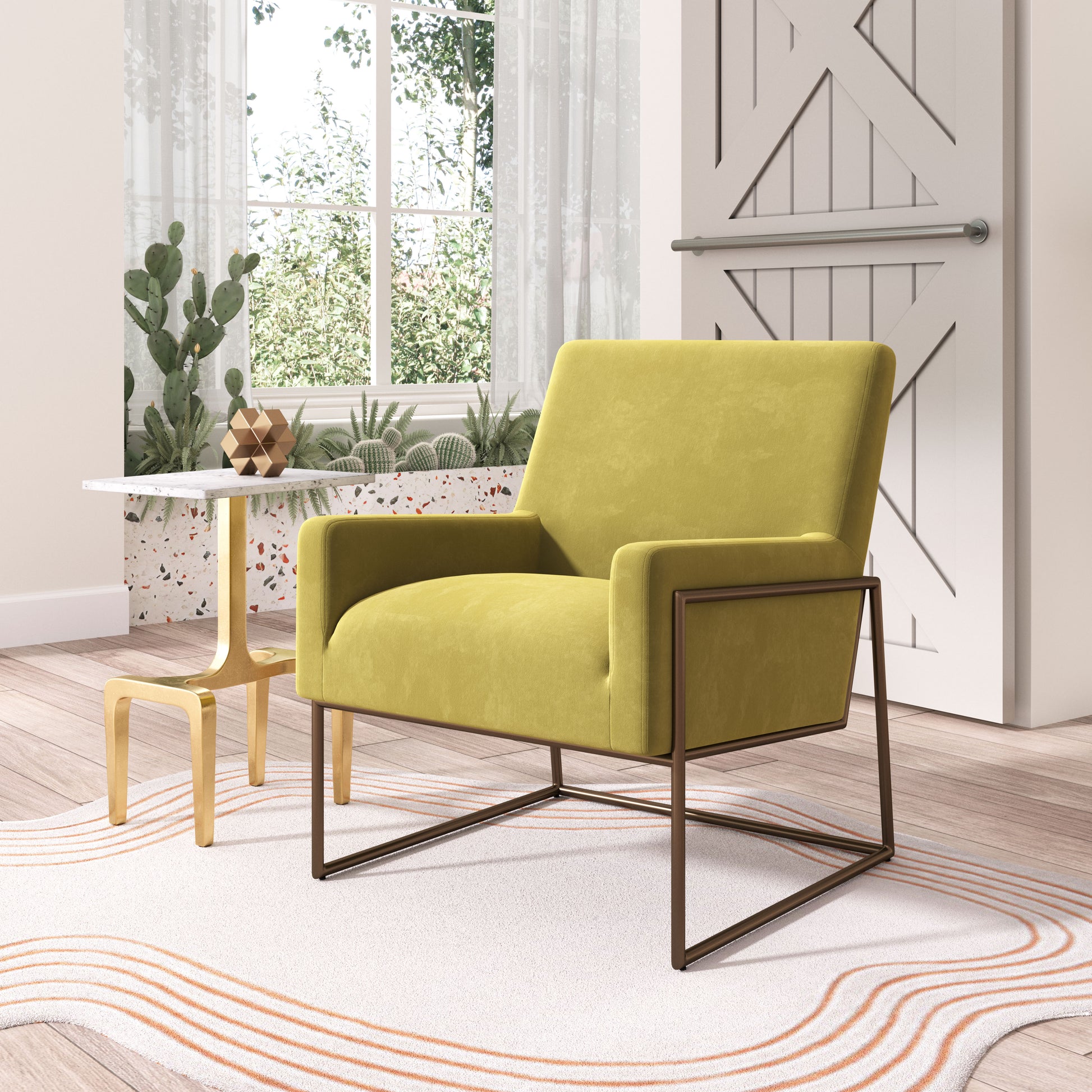 New York Accent Chair Olive Green - Disselt Designs