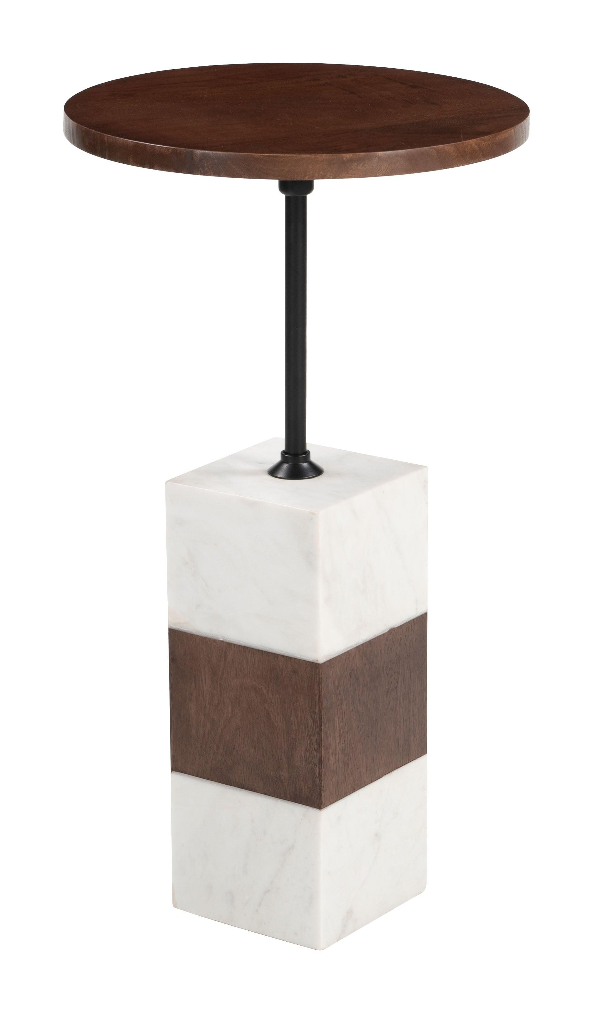 Stuk Side Table Brown & White - Disselt Designs