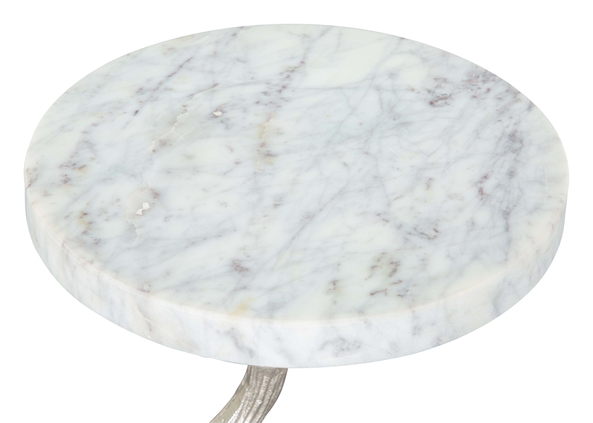 Joel Side Table White & Silver - Disselt Designs